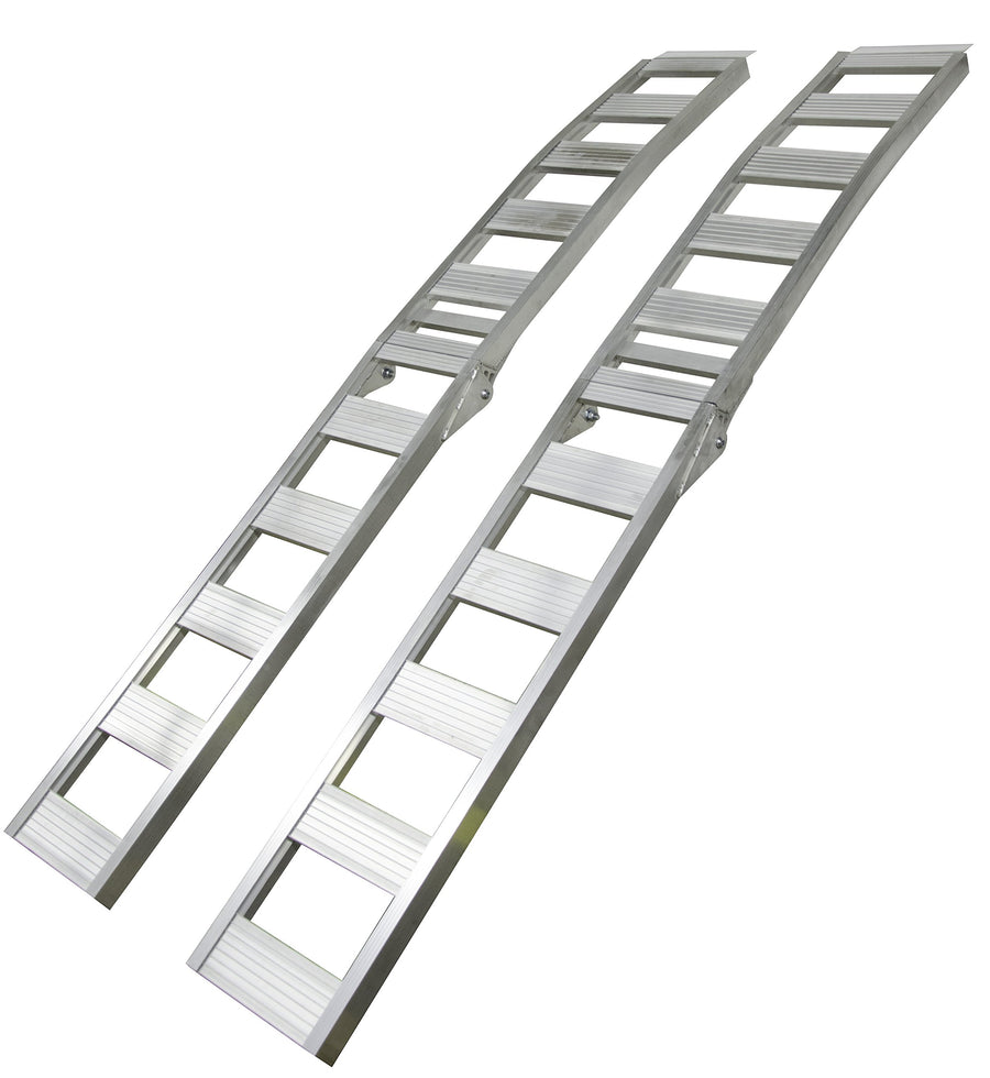 Folding Arched Aluminum Ramp Erickson 07442 (12" x 90" Long, 750lb Rated per ramp), 2 Pack, Black