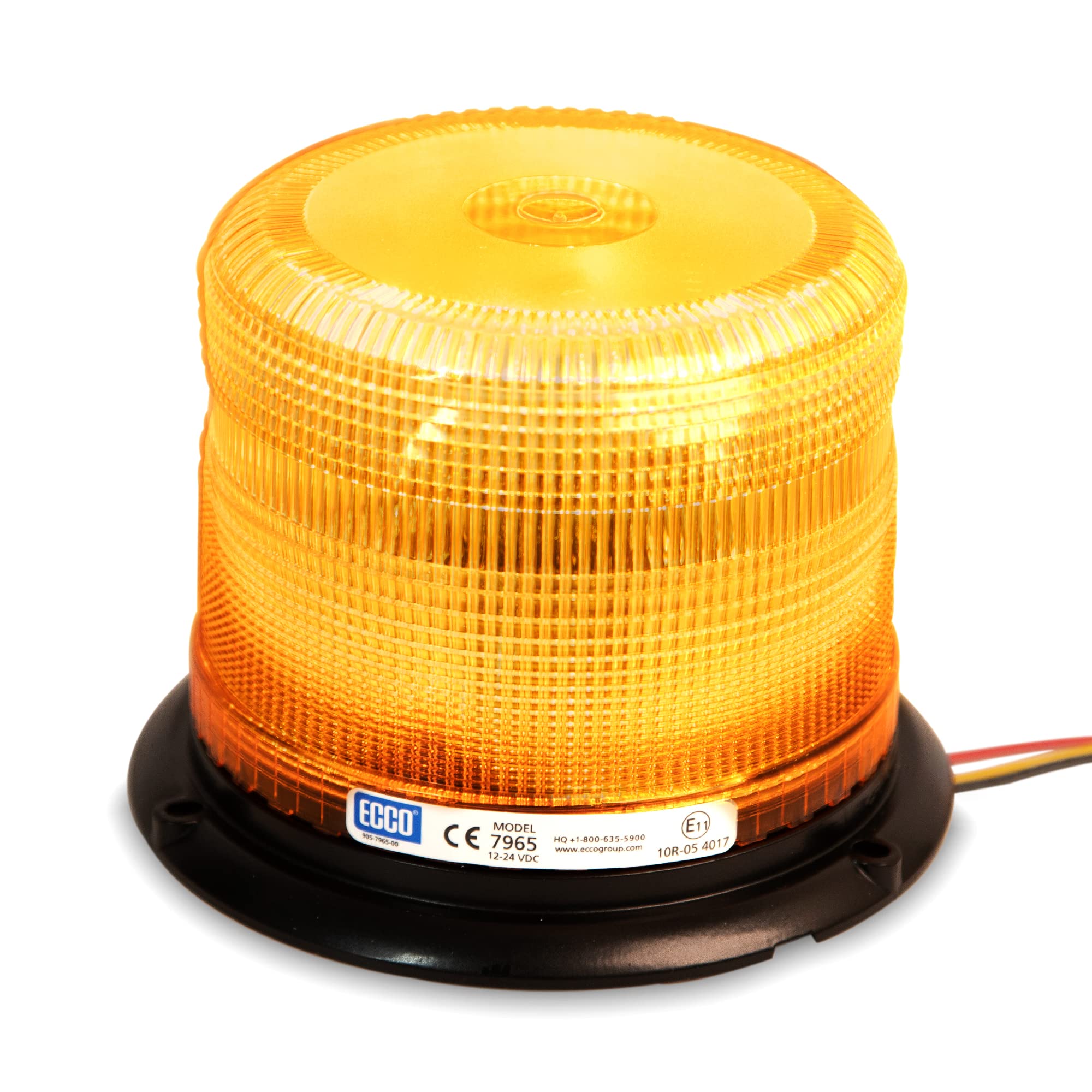 ECCO LED Beacon 7965A: Pulse II, low profile, 12-24VDC, 11 flash patterns, amber