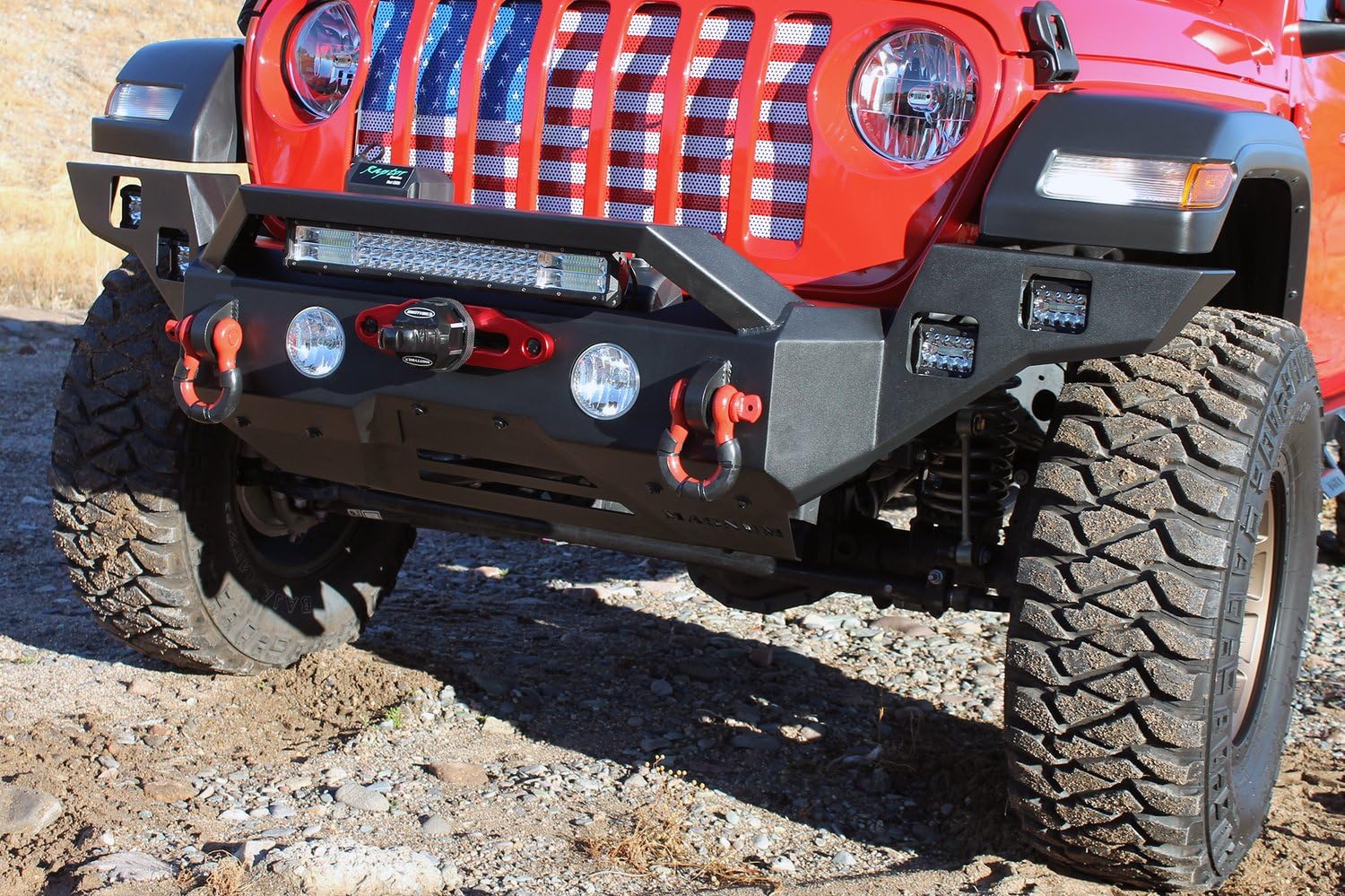 Front Magnum Winch Bumper RT Style Guard Black Compatible with 2018-2025 Wrangler JL/JLU and Gladiator