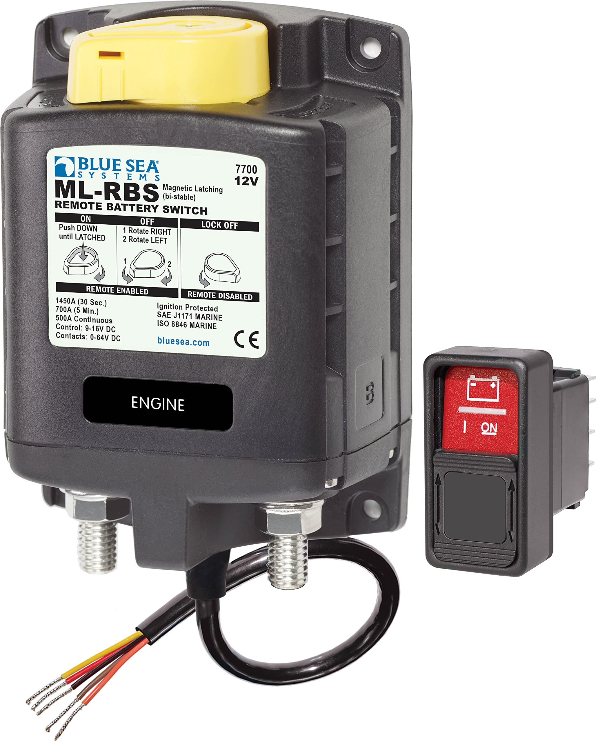 Remote Batt Sw, Blue Sea Systems, 12VDC, Manual Back-Up