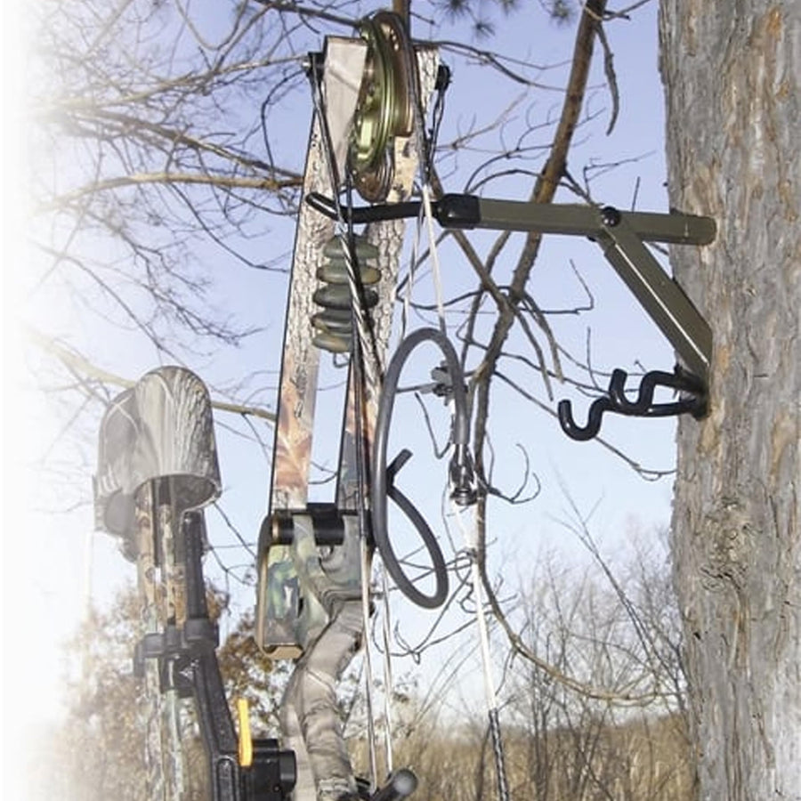 HME Durable High-Quality Superior Compact Portable Lil Super Tree Stand Bow Hanger w/Accessory Hook & Dual-Prong Accessory Hook