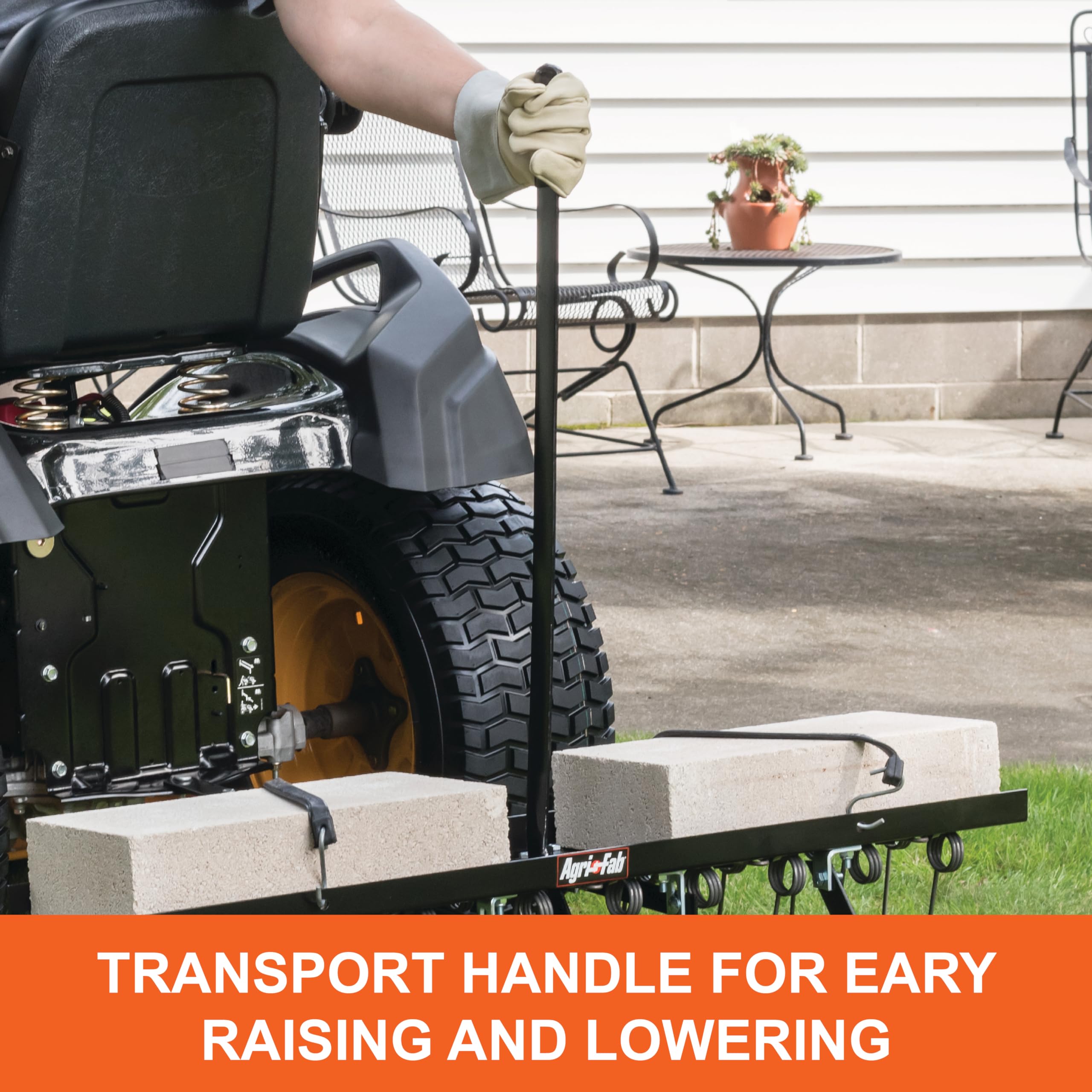 40in Agri-Fab Tow Behind Lawn Dethatcher 45-0294, 20 Durable Spring Steel Tines Lawn dethatcher, Designed to pull behind Lawn and Garden Tractors, Black