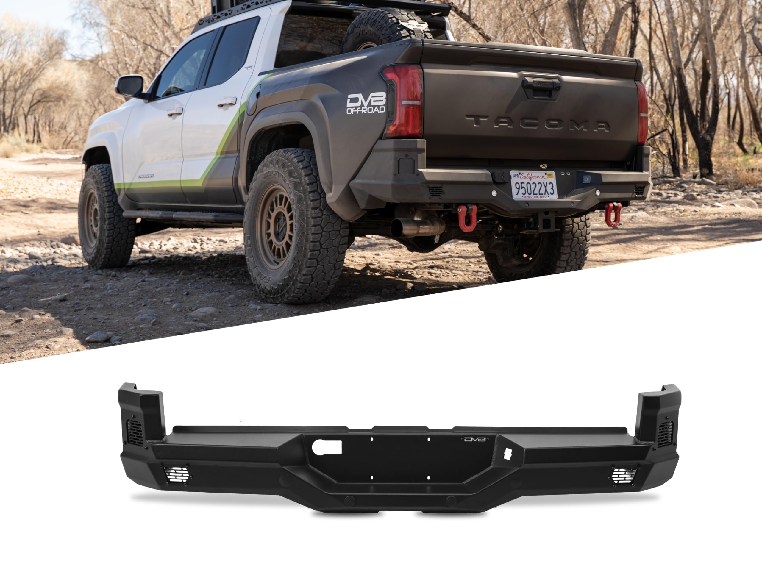 Offroad DV8 Spec Series Rear Bumper for 2024-2025 Toyota Tacoma | Full-Width Design | (2) 3" Pod Light Mounts | Retains OEM Rear Sensors & Blind Spot Monitoring | Powder Coated | Steel Construction