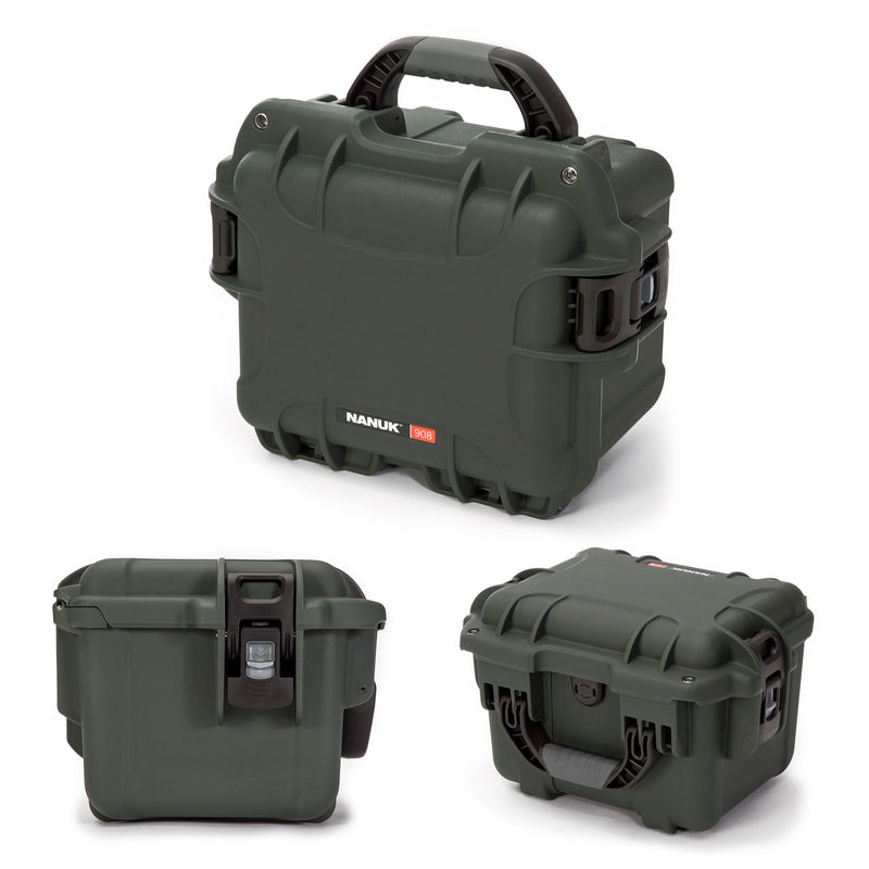 Waterproof Nanuk 908 Hard Case with Padded Dividers - Olive