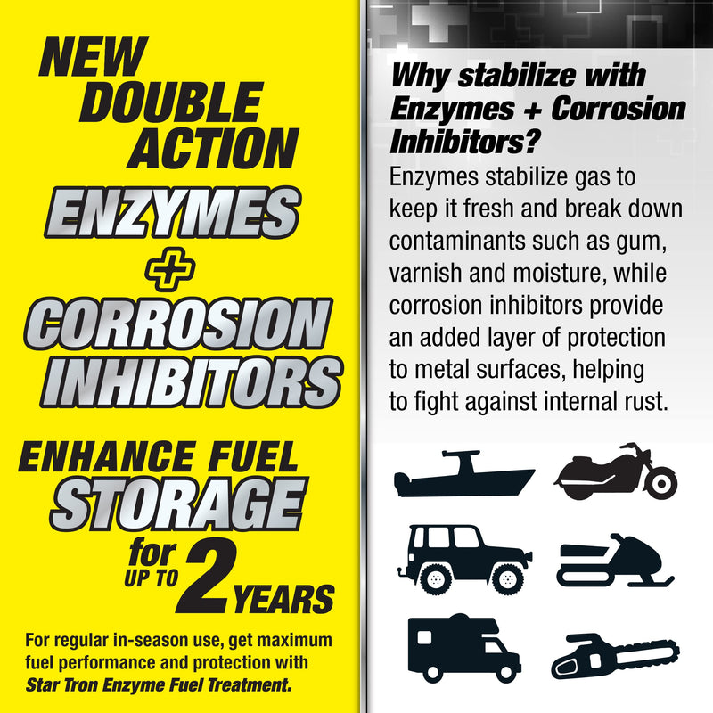 Stabilizer+ Star Tron Fuel Storage & Corrosion Protection, Treats 80 Gallons of Gas - Ideal for Motorcycles, Boats, Lawn Equipment, Classic Cars - 16 OZ (014816)