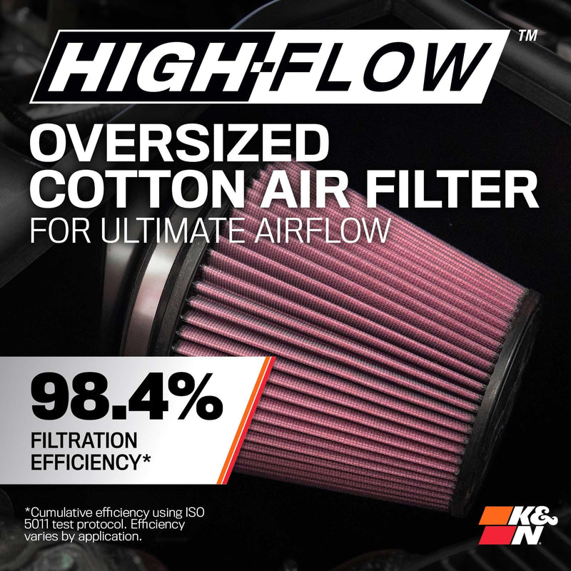 Cold Air Intake System K&N: High-Flow Air Filter, Increase Performance & Towing: Compatible with 2021-2024 FORD: Bronco, 63-2619