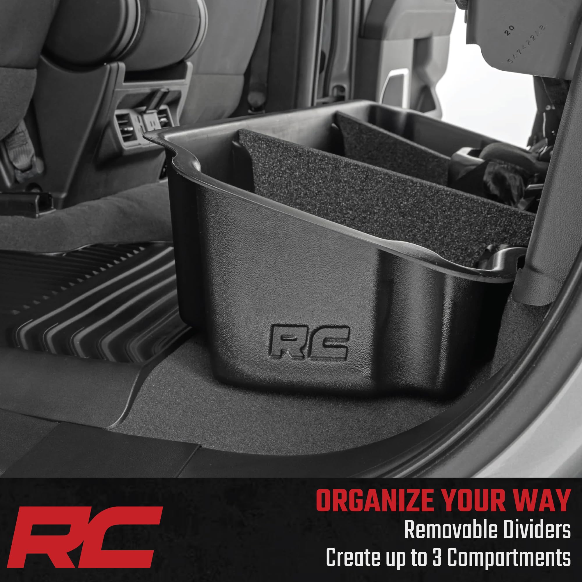 Rough Country Under Seat Storage for 1500 Chevy Silverado (2019-2025) & 2500HD/3500HD (2020-2025) Double Cab - Custom-Fit, Durable, Anti-Skid Thermoplastic