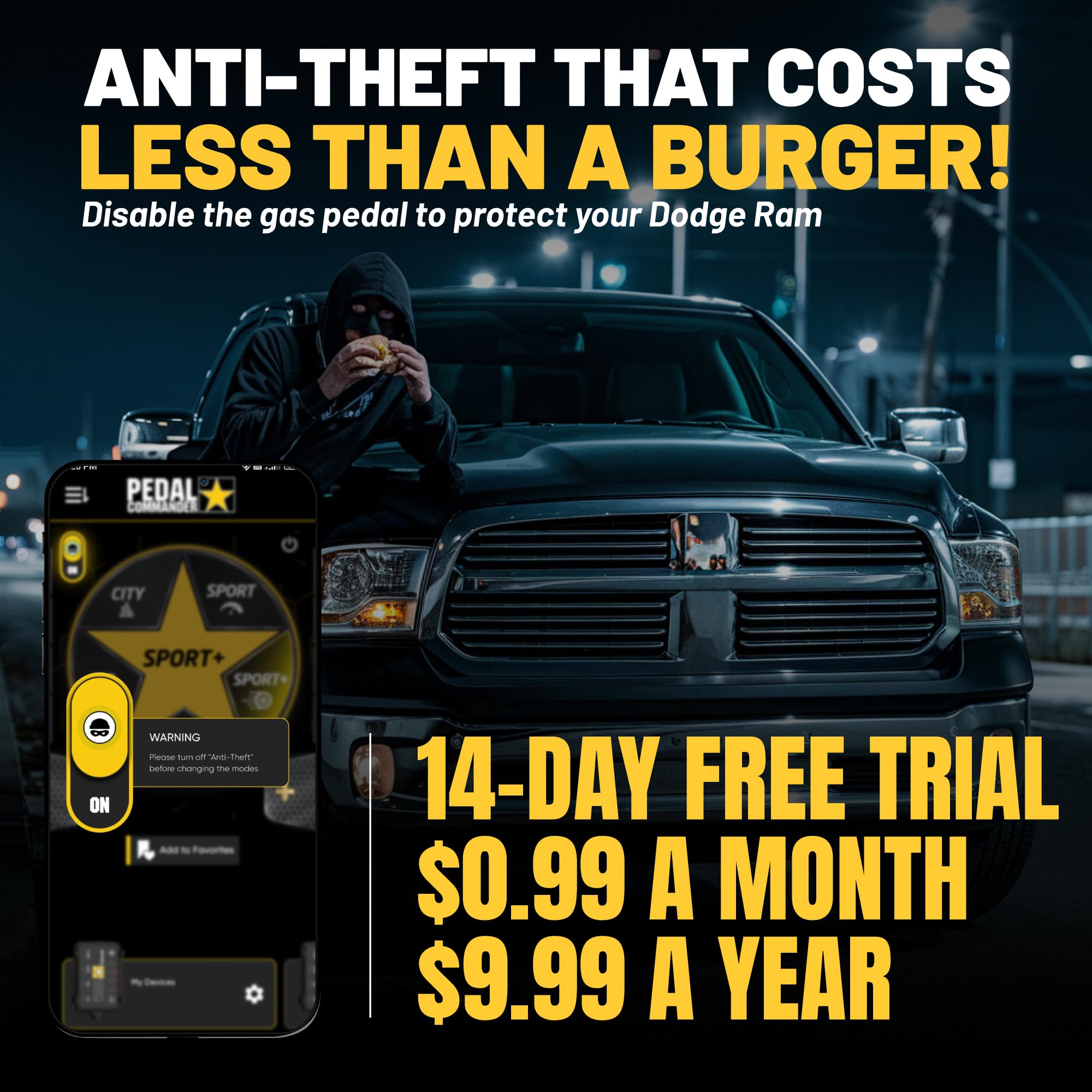 Throttle Response Controller PEDAL COMMANDER for Ram Truck 2007-2018 Dodge Gas & Diesel (Not Compatible w/ 2011-2014 HO) - Plug-and-Play Throttle Controller, App Control, Ram Accessories