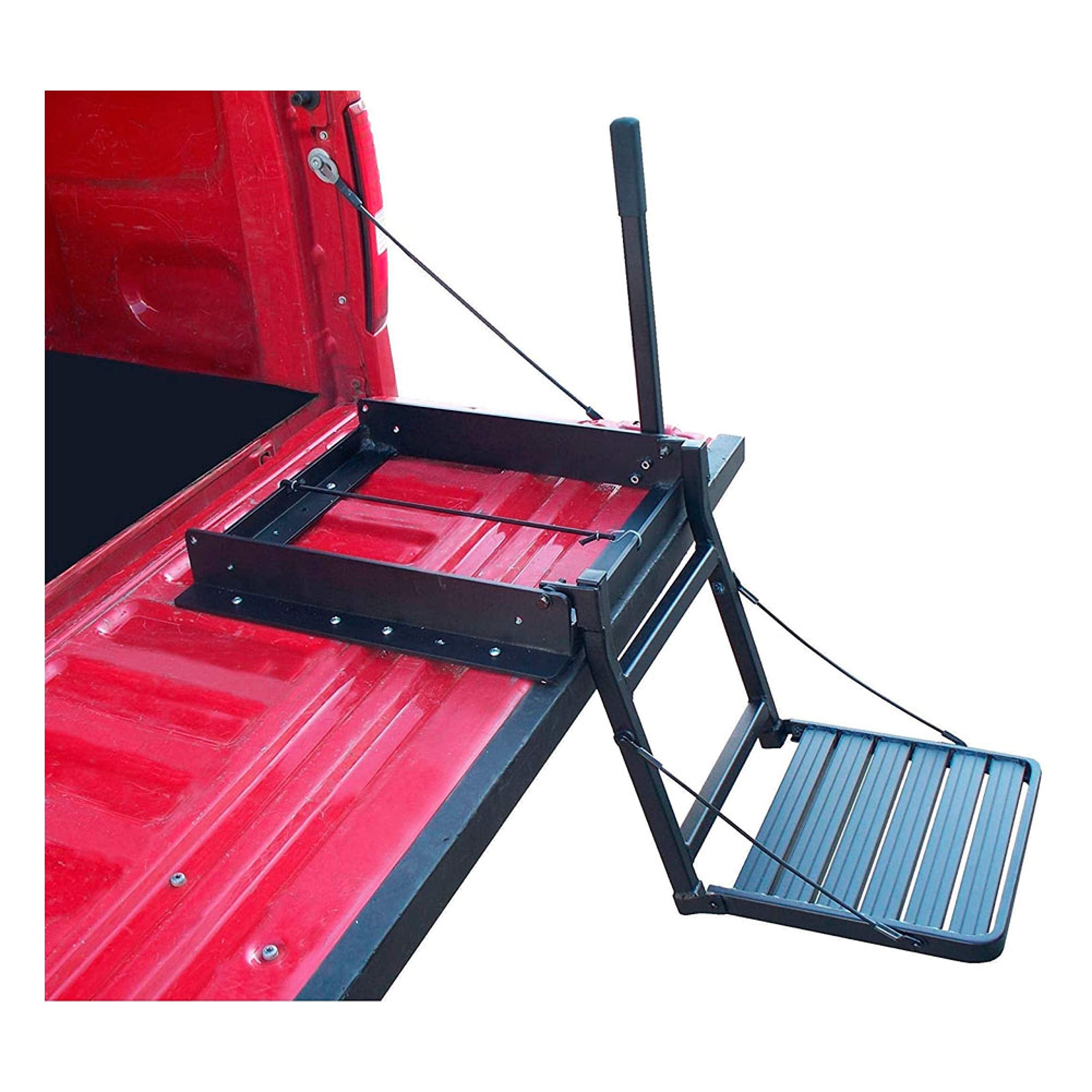 Truck N' Buddy GREAT DAY Folding Tailgate Step/Seat Platform For Trucks With Bed Covers - 300 lbs Weight Capacity - Black Powder-Coated Finish, TNB2001B