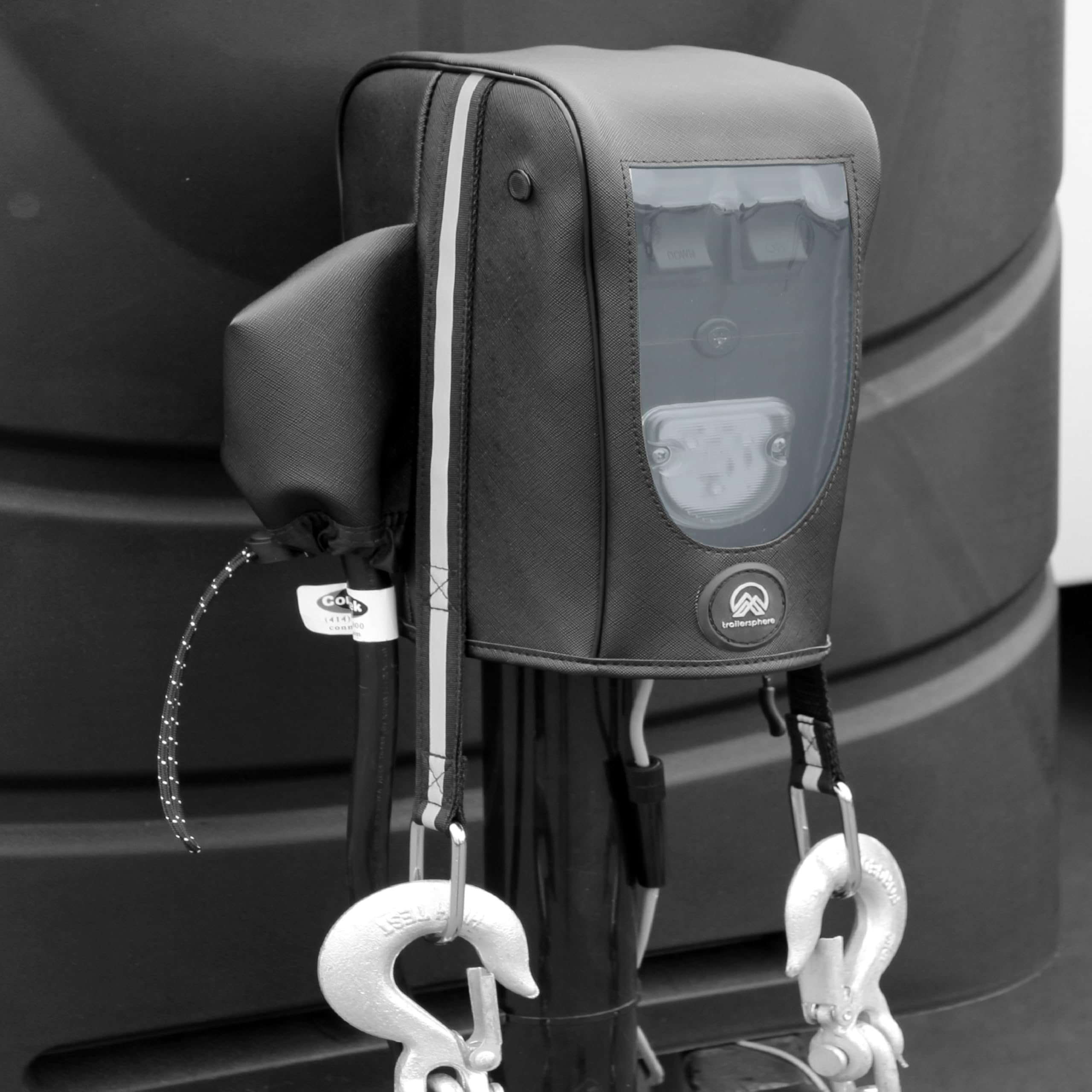 Clever Cover by Trailersphere for FIC (1st Generation) Jack Custom Electric Tongue Jack Cover for Trailer, RV, Camper, Chains Holder, Plug Protector, Sun and Waterproof (FIC Jack Cover)