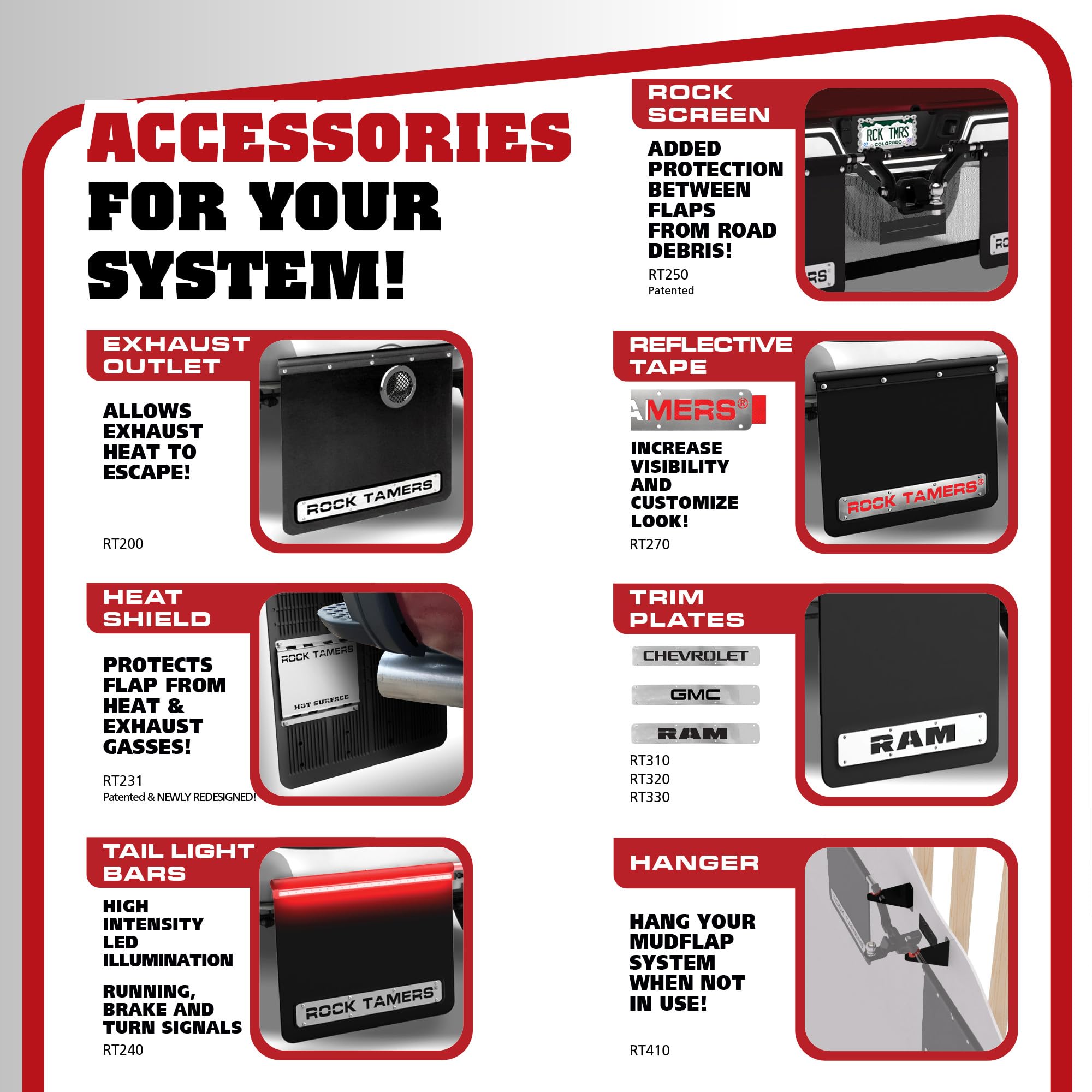 2" Official Rock Tamers Mudflap System - 2" Hitch Receiver, Check Measurements - Removeable and Adjustable Mud Flaps for Trucks - 1 System