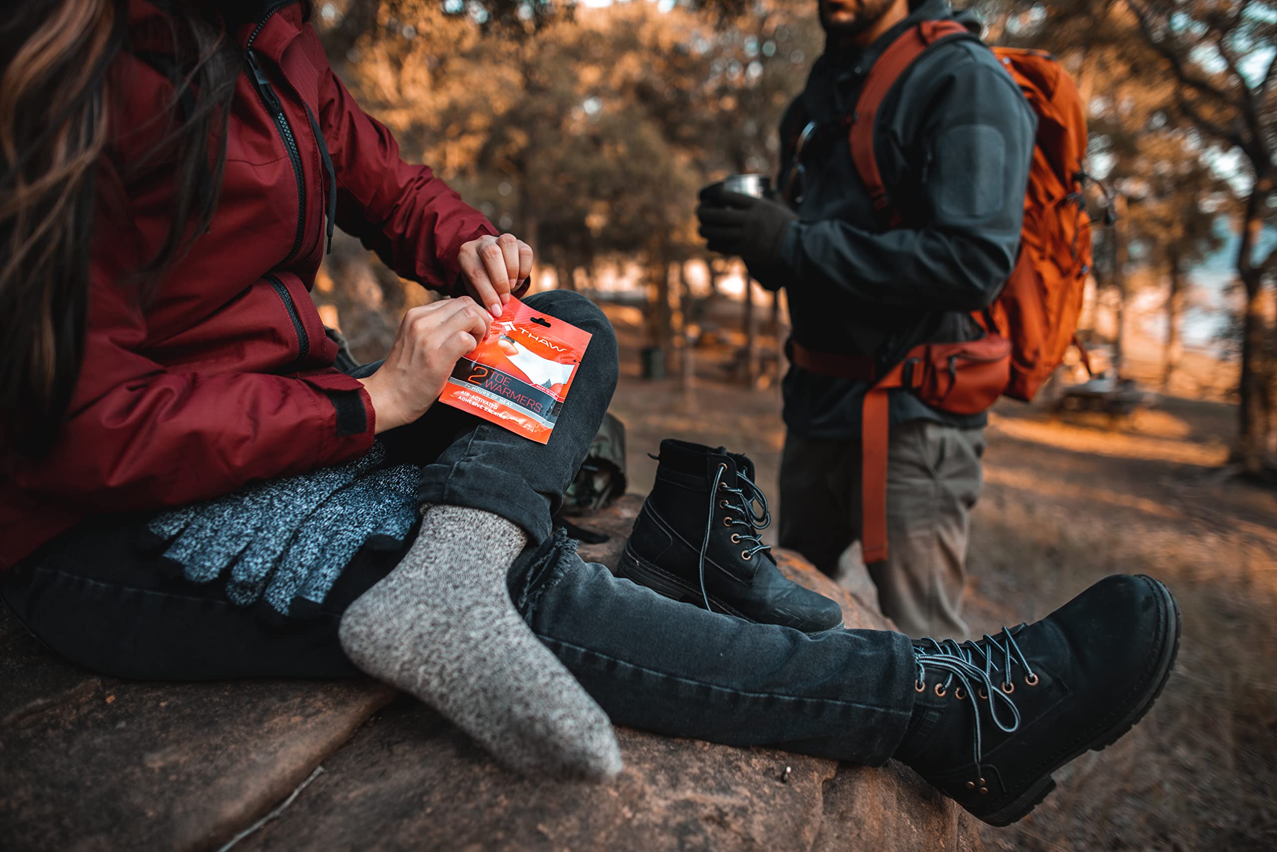 Disposable Toe Warmers THAW Air-Activated, Unique Design Reacts with Air Creating a Safe and Long Lasting, Pack of 10, Orange