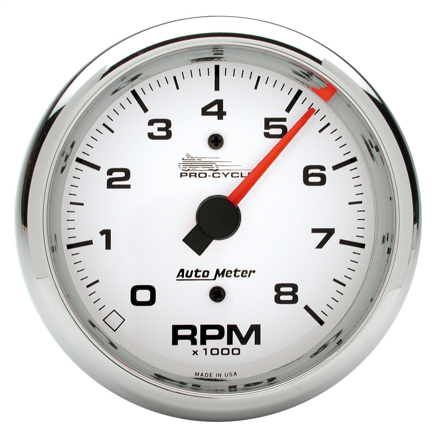 Tach, AutoMeter Gauge, 3 3/4", 8K RPM, 2&4 Cylinder, White, Pro-Cycle (19301)