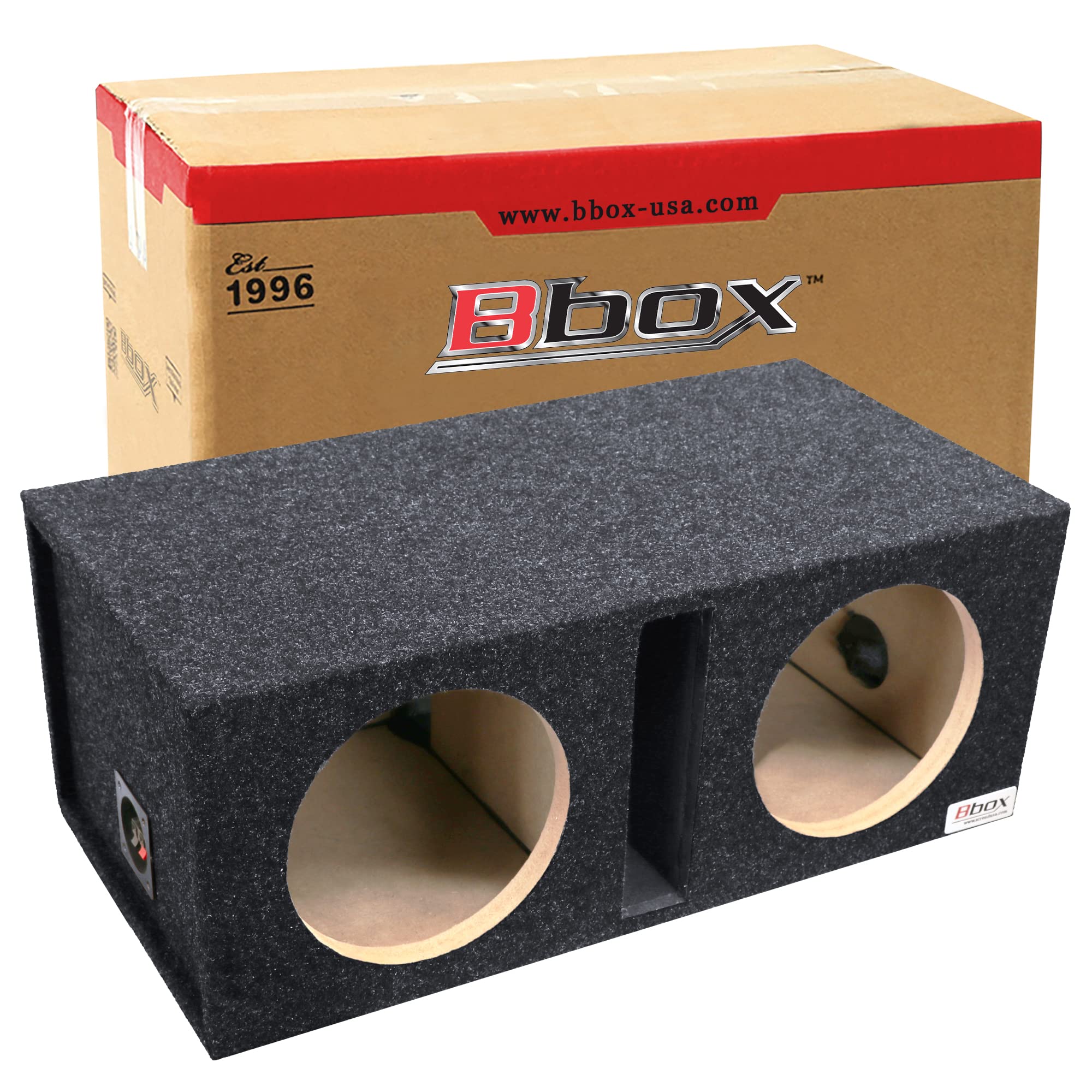 Dual Bbox Vented 10 Inch Subwoofer Enclosure - Pro Audio Tuned Dual Car Subwoofer Boxes & Enclosures - Premium Subwoofer Box Improves Audio Quality, Sound & Bass - Spring Loaded Speaker Terminals
