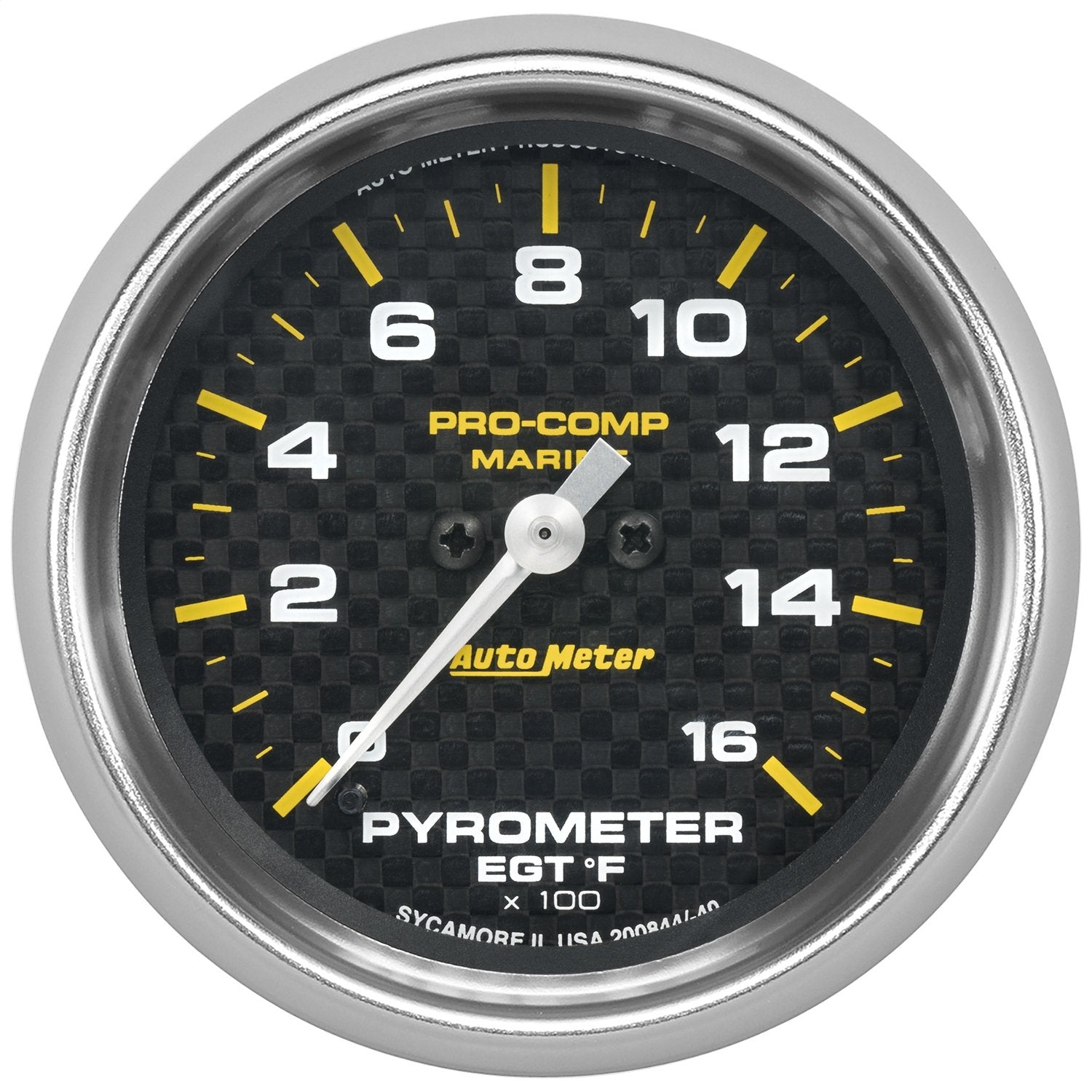 Pyrometer AutoMeter 200844-40 Gauge, 2 5/8", 0-1,600ºf, Marine Carbon Fiber