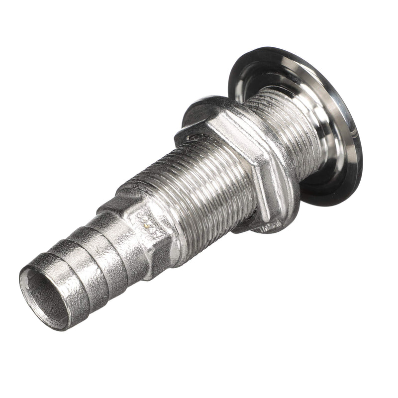 Stainless Steel Attwood 66547-3 Straight Thru-Hull Valve Fitting, Barbed, Standard Length, for 3/4-Inch Interior Diameter Hose