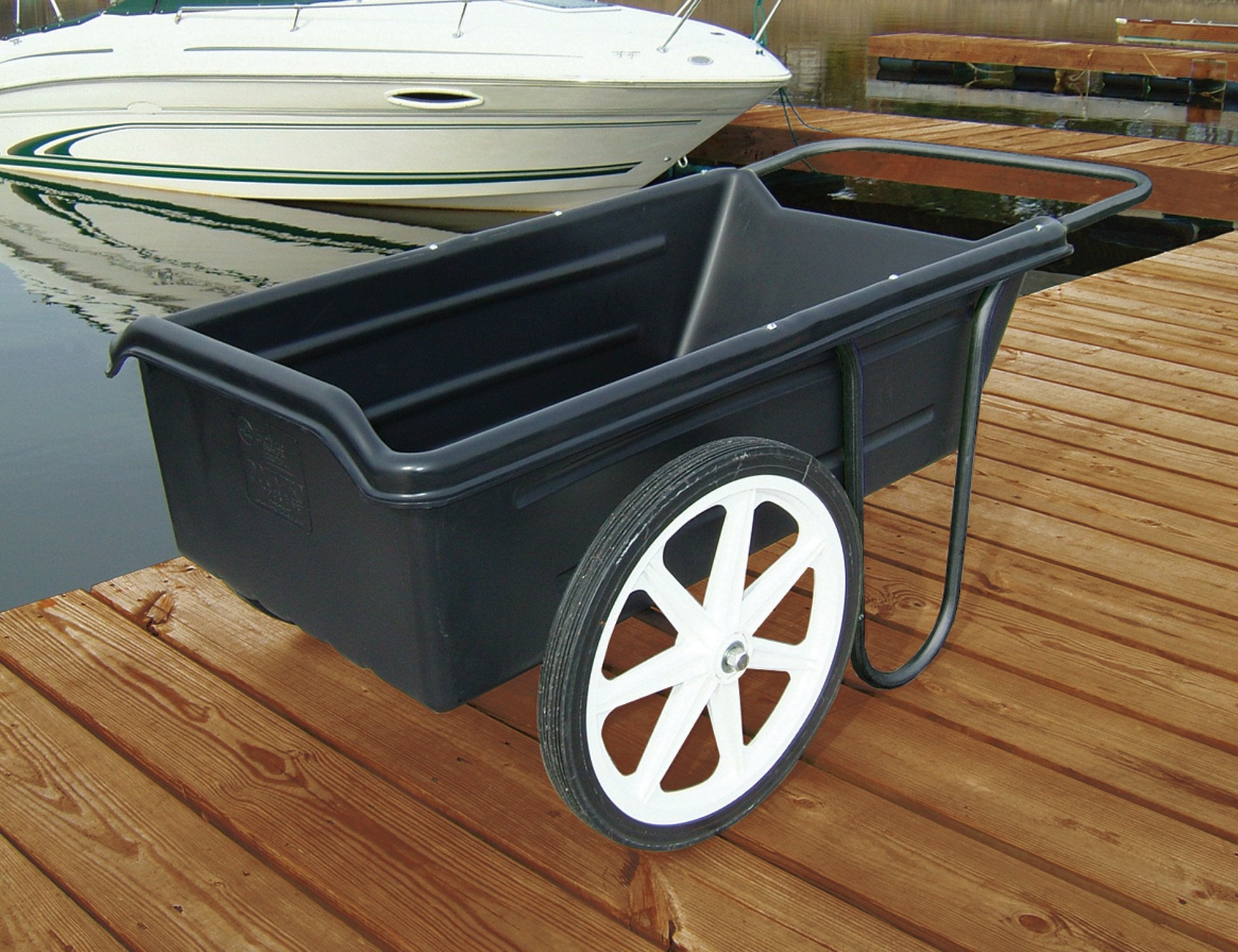 Dock Pro Taylor Made Dock Cart, 47 x 23 x 13-Inch, Ergonomic, Curved Handle, Marine Plastic Rim Wheels, 7 Cubic Feet, 300 lbs. Capacity, Hand Wheelbarrow for Garden, Landscape, Yard, Cargo - 1060
