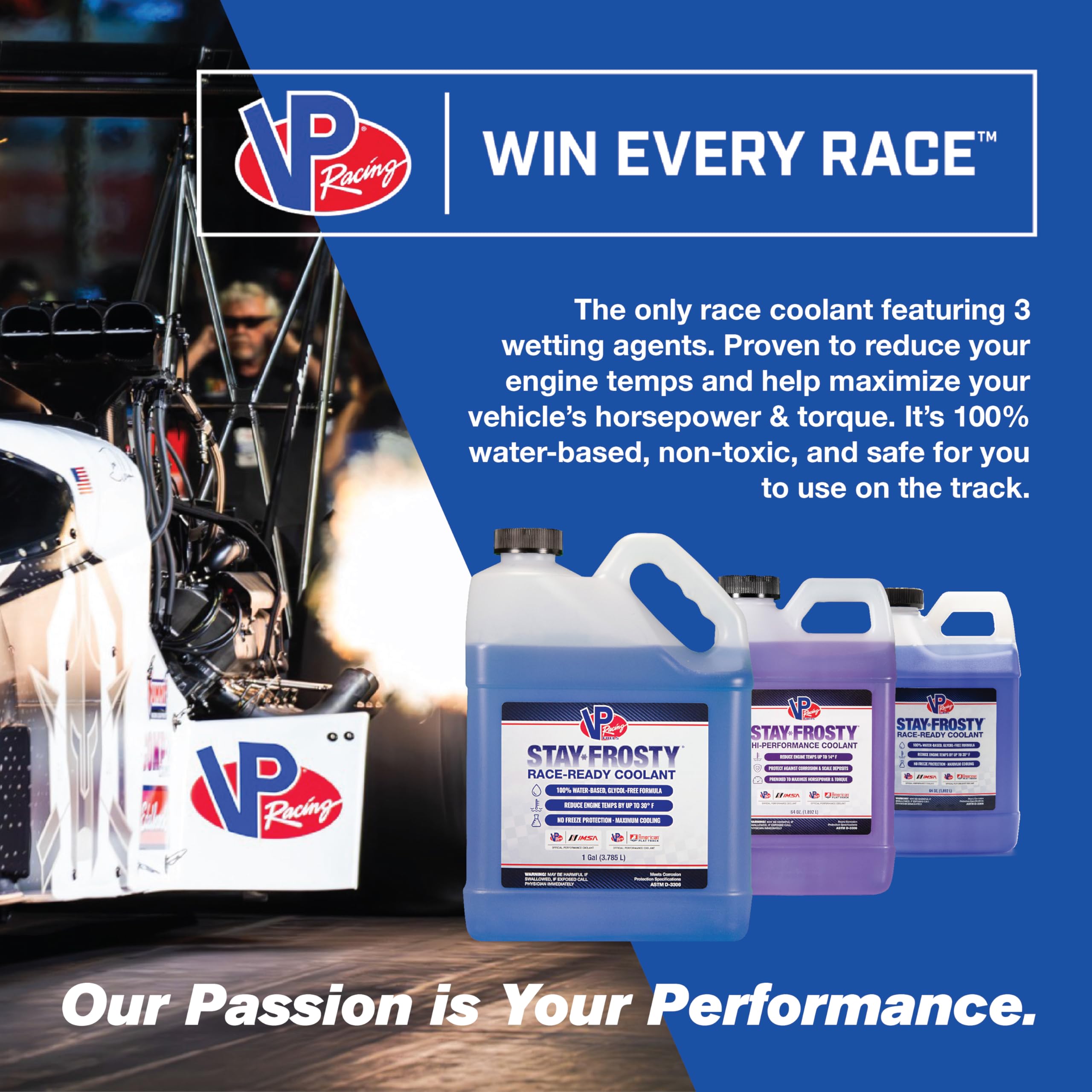 Stay Frosty VP Racing 23051 – Race-Ready Coolant with 100% Water-Based Formula - Gallon (Pack of 1)