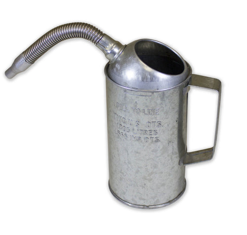 Funnel King WirthCo 94486 2 quart Measure Can with Flex Spout, Galvanized, Heavy Duty, Silver