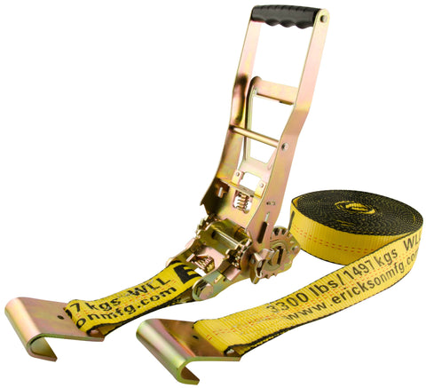 2" x 40' Erickson Multiplier Ratchet Tie-Down Strap with Double J-Hooks - 10000 lb. Load Capacity