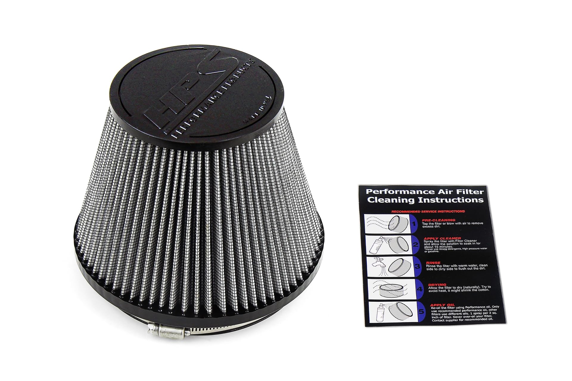 HPS 6" ID Performance Air Filter, 5.38" Element Length, 6" Overall Length, Gray, HPS-4334