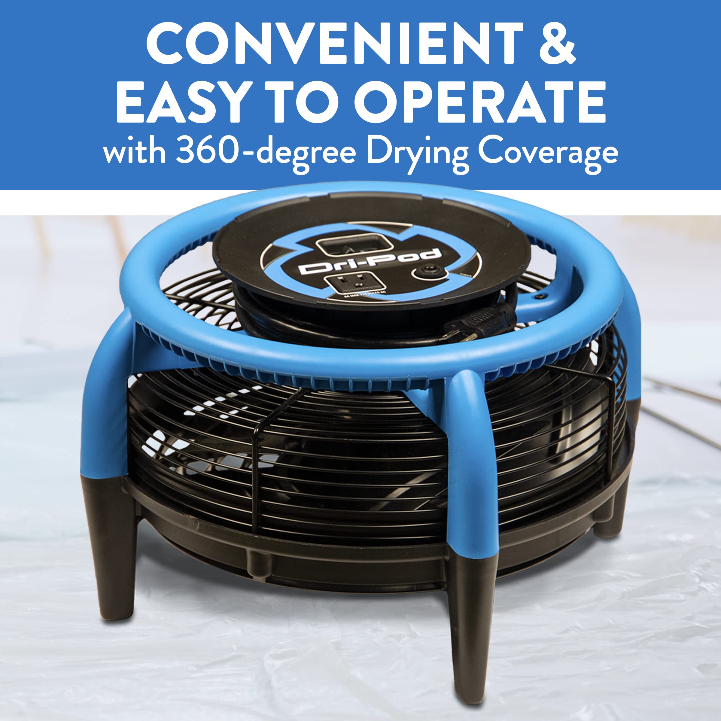 Dri-Pod Pro Dri-Eaz Omnidirectional Floor and Carpet Dryer, Ventilating Floor Dryer for Boats, RVs and Residential Use