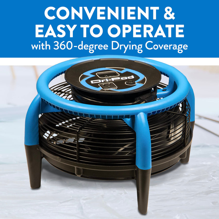 Dri-Pod Pro Dri-Eaz Omnidirectional Floor and Carpet Dryer, Ventilating Floor Dryer for Boats, RVs and Residential Use