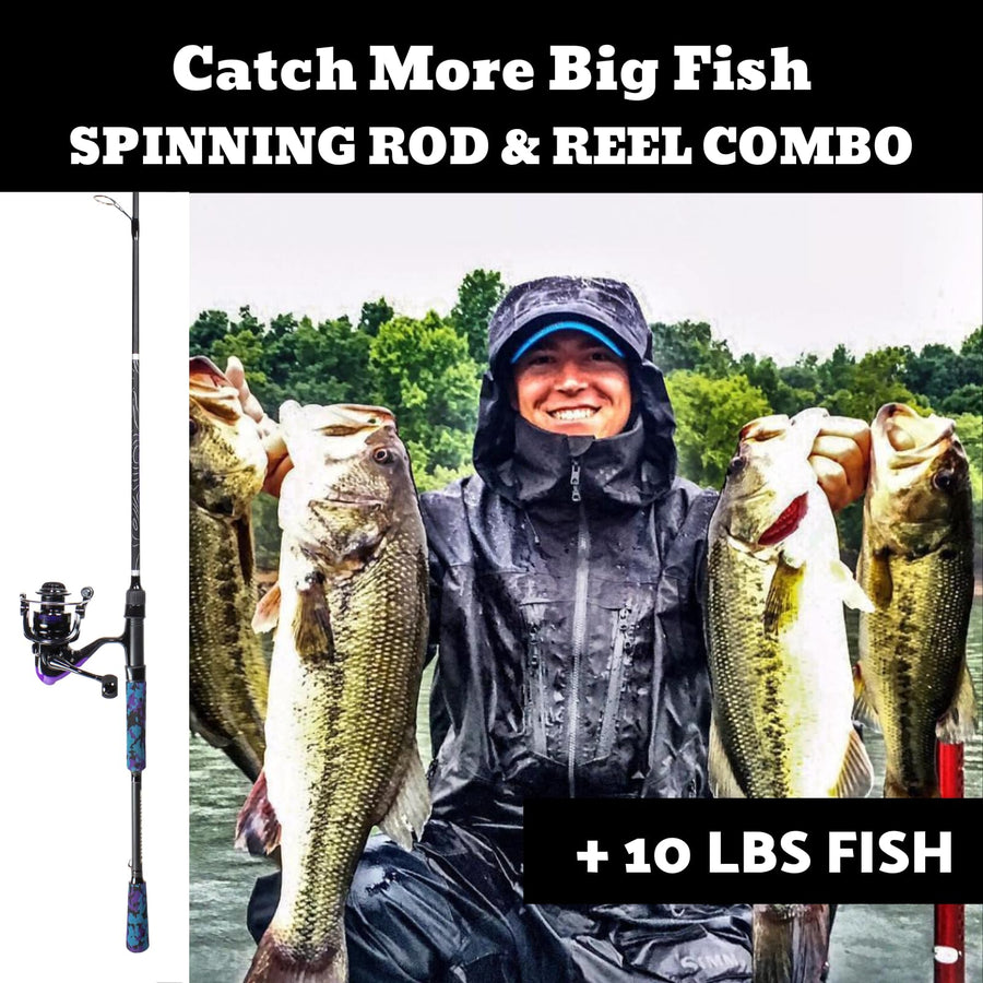 Lunkerhunt Atomic Fishing Rod and Reel Combo 6 Feet 8 Inches| Spinning Reel Right and Left | Lightweight Fishing Rod Combo Hunter Atomic | Premium Medium Power Fishing Pole with EVA Camouflage Grip
