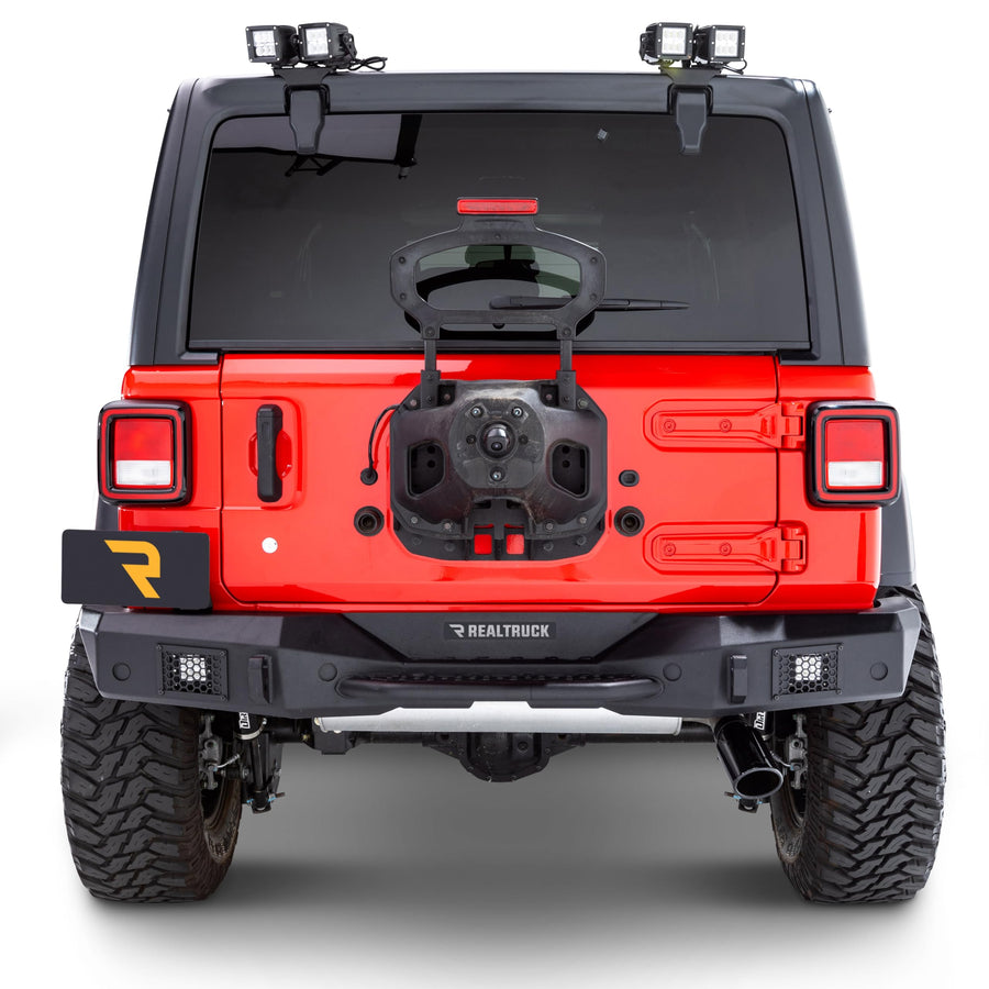 Rockline Go Rhino Full Width Rear Bumper | Galvanized Steel, Textured Black | 371200T | Fits 2018 - 2024 Jeep Wrangler JL & Wrangler JLU, 2-Door or 4-Door