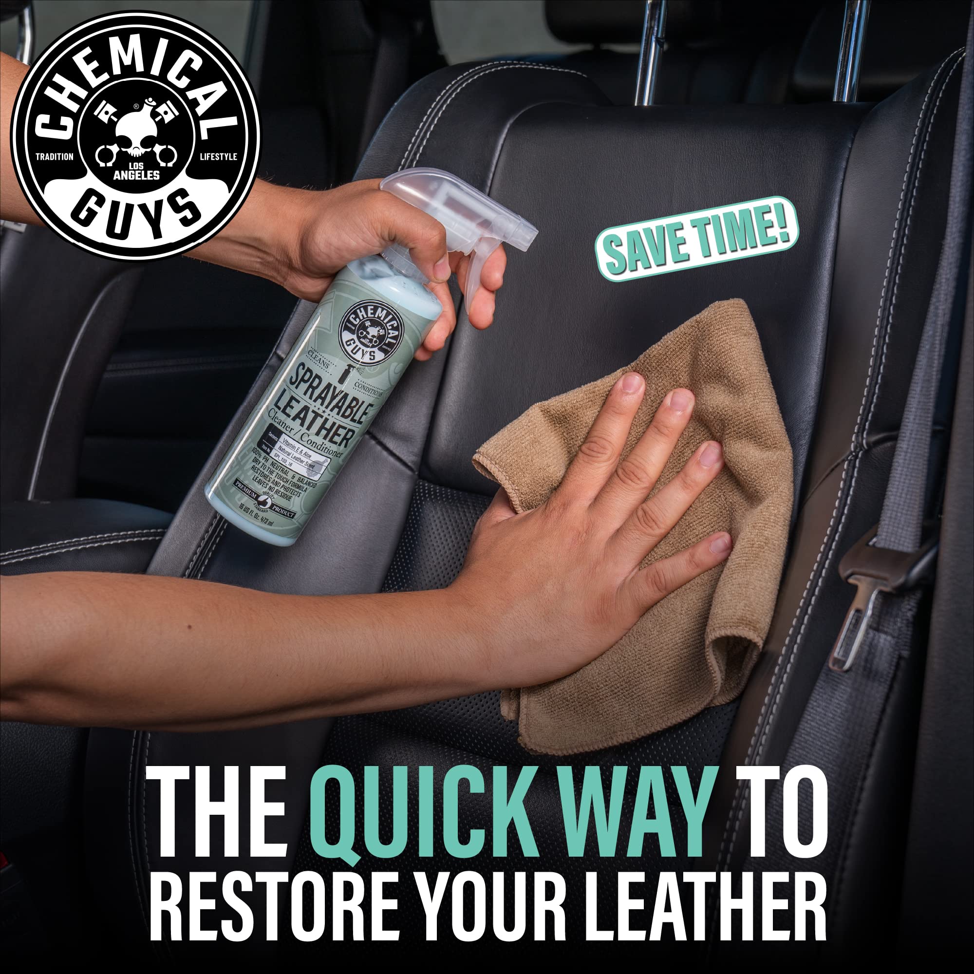 Chemical Guys Sprayable Leather Cleaner and Conditioner SPI_103 in One for Interiors, Apparel, and More (Works on Natural, Synthetic, Pleather, Faux Leather and More) Leather Scent, 128 fl oz (1 Gal)