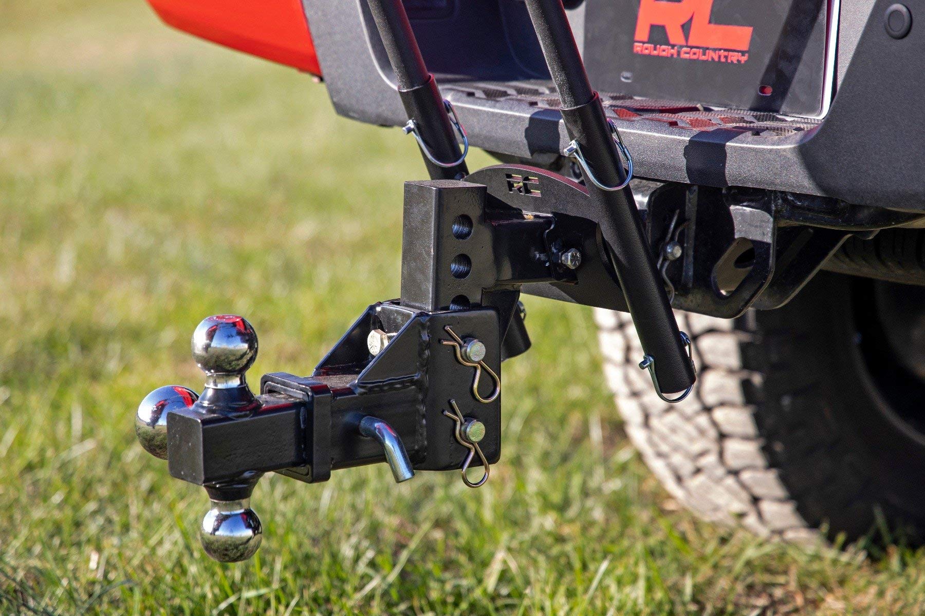 Rough Country 2" Hitch Universal Dual Flag Pole Holder w/Flag Poles - 117504