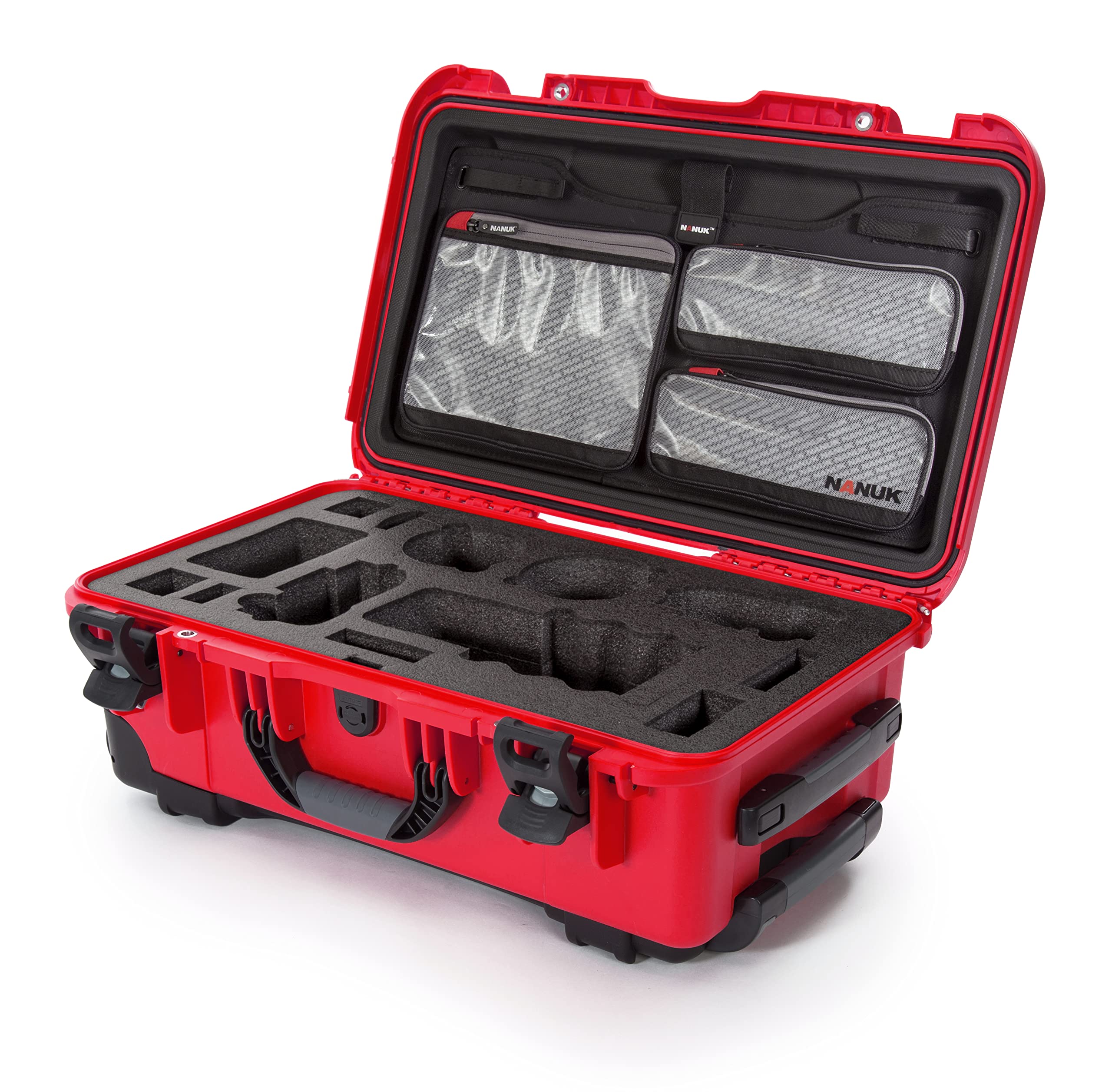 Waterproof Nanuk 935 Carry-On Hard Case with Lid Organizer for Sony A7R Size Camera w/Wheels - Red,935-SON9