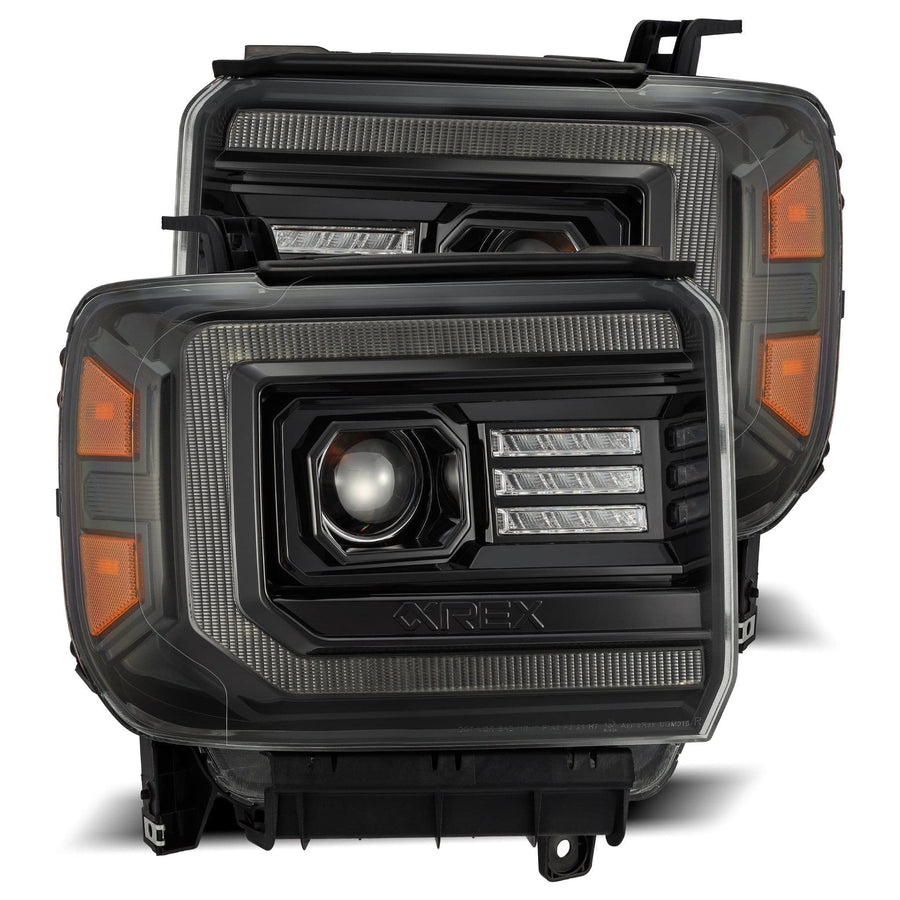 880614 AlphaRex USA LUXX Series LED Projector Headlights fits GMC Sierra 1500, Smoke