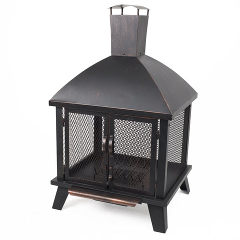 GHP Group Pleasant Hearth OFW577HC Stratford House Wood Burning Fire Pit