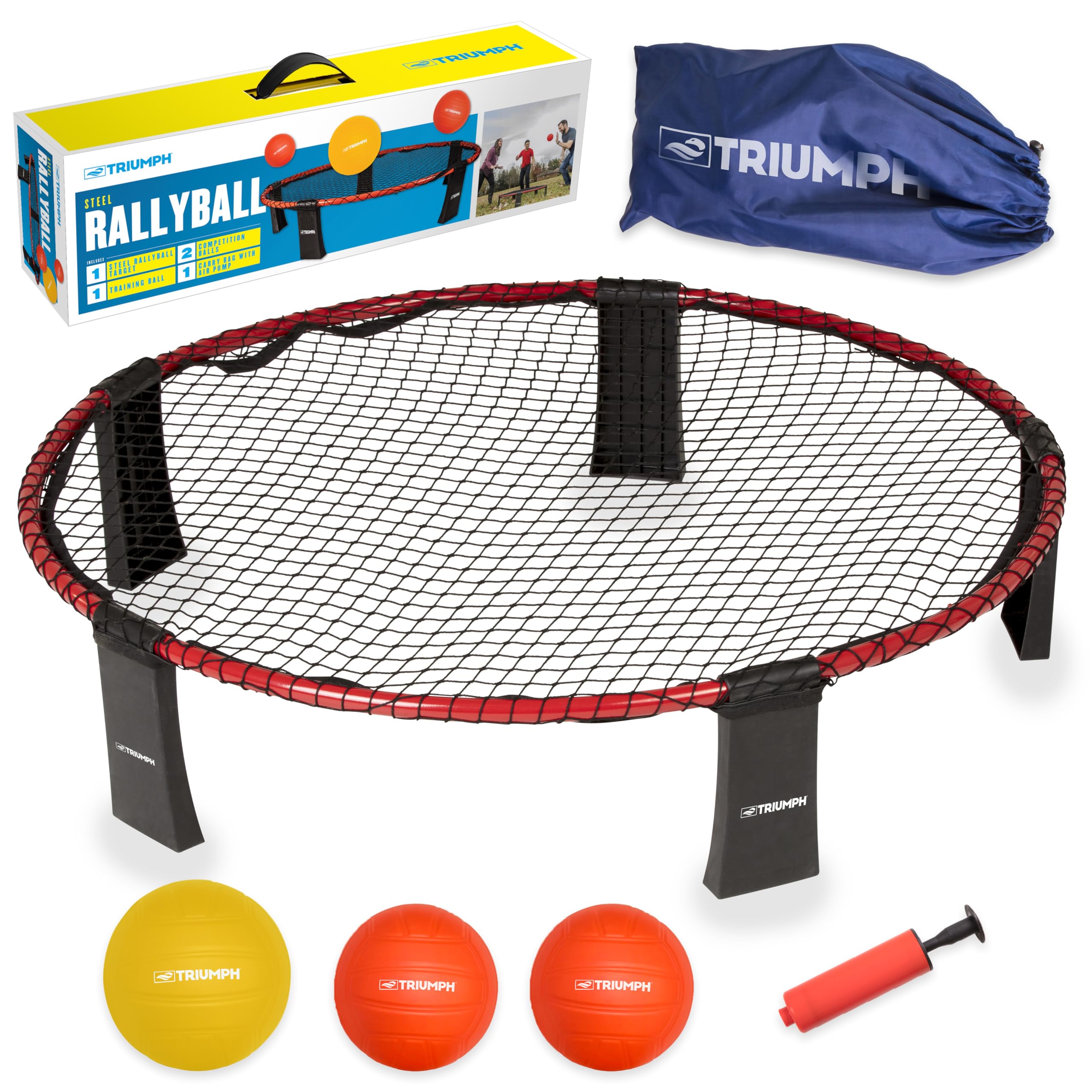 Triumph Sports Rallyball Triumph - Includes Net Target, Two 3.5" Balls, One 5" Ball, Inflating Pump and Carry Bag