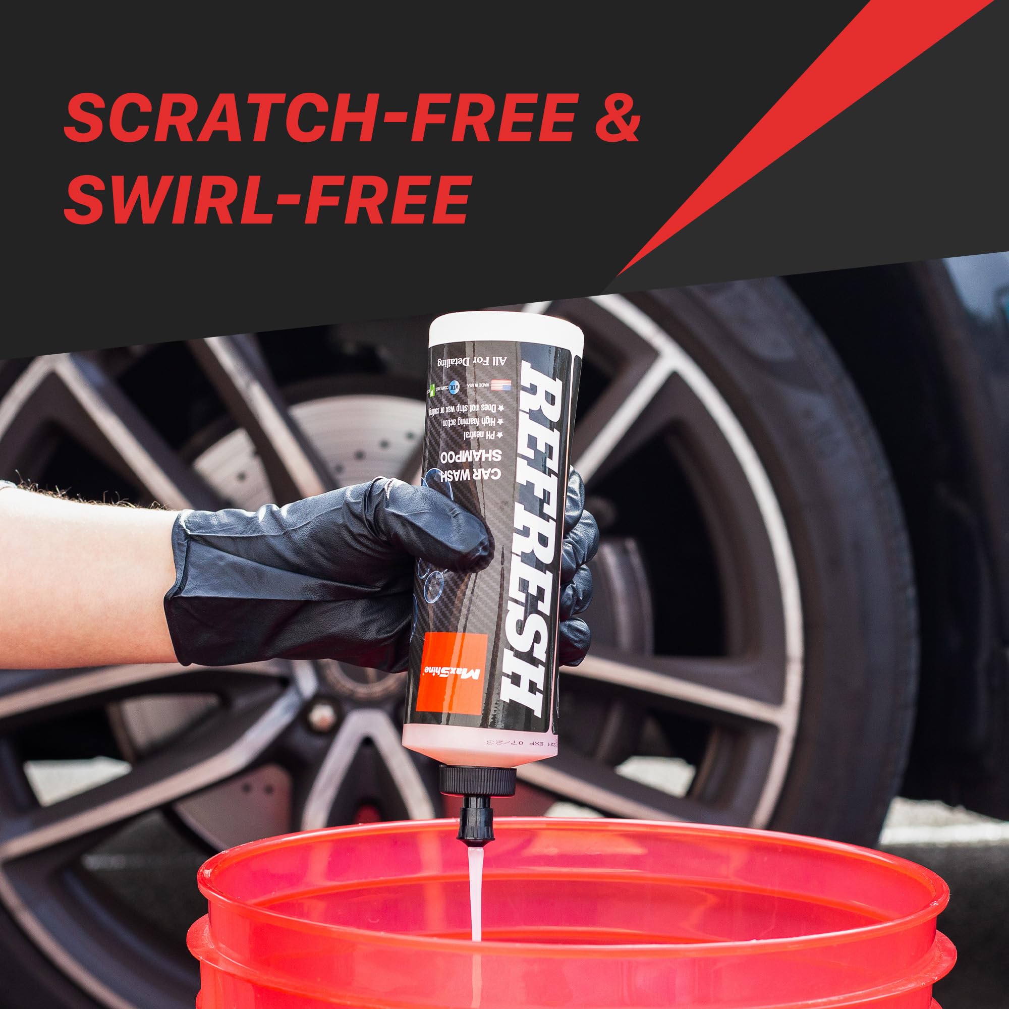 1 Gallon Maxshine Refresh Car Wash Shampoo – pH-Balanced Formula with High Foaming Action – Spot-Free Rinse, Safe on All Painted Surfaces – Ideal for Car Wash & Auto Detailing