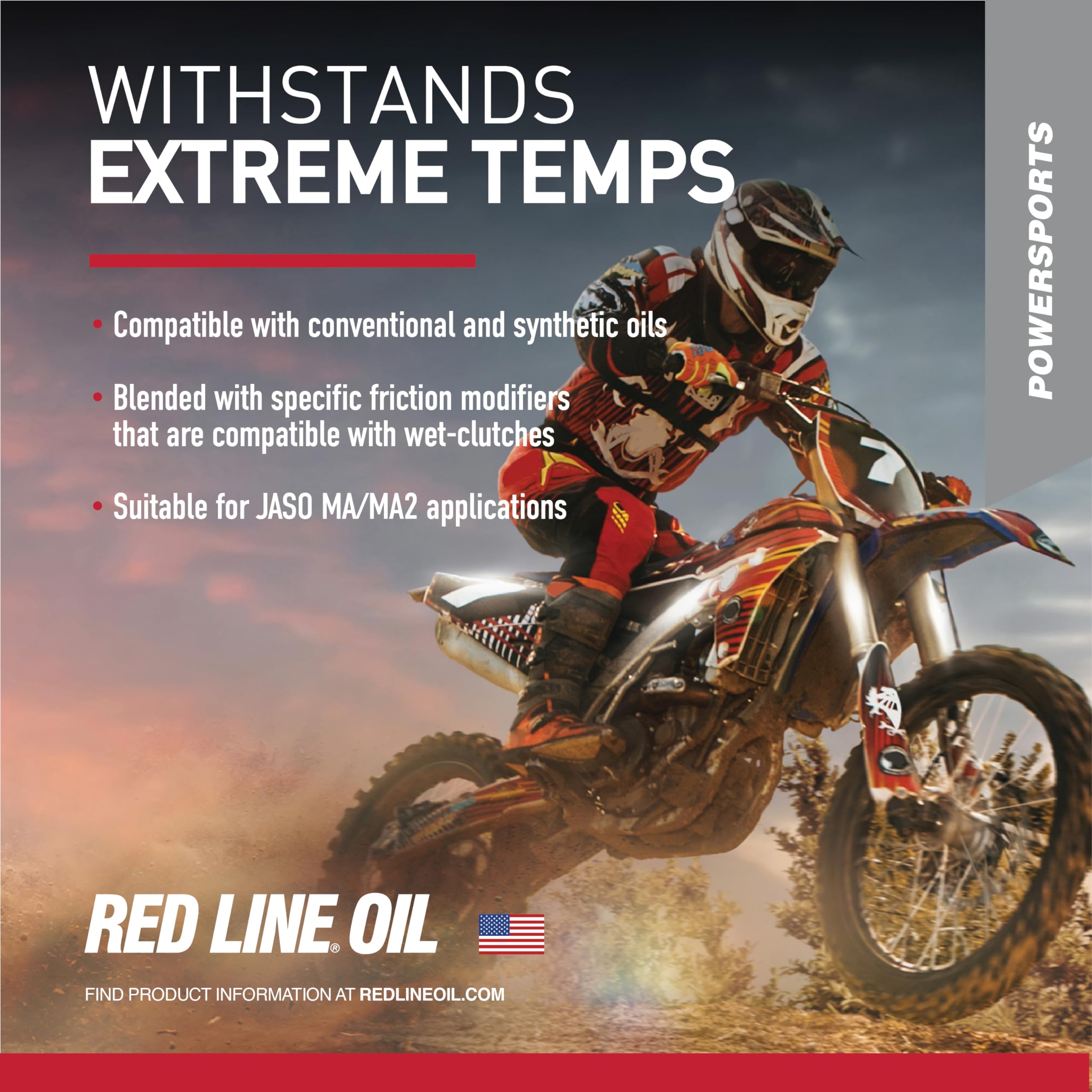 15W50 Synthetic Red Line Powersports Motor Oil - 1 Quart (12 Pack)