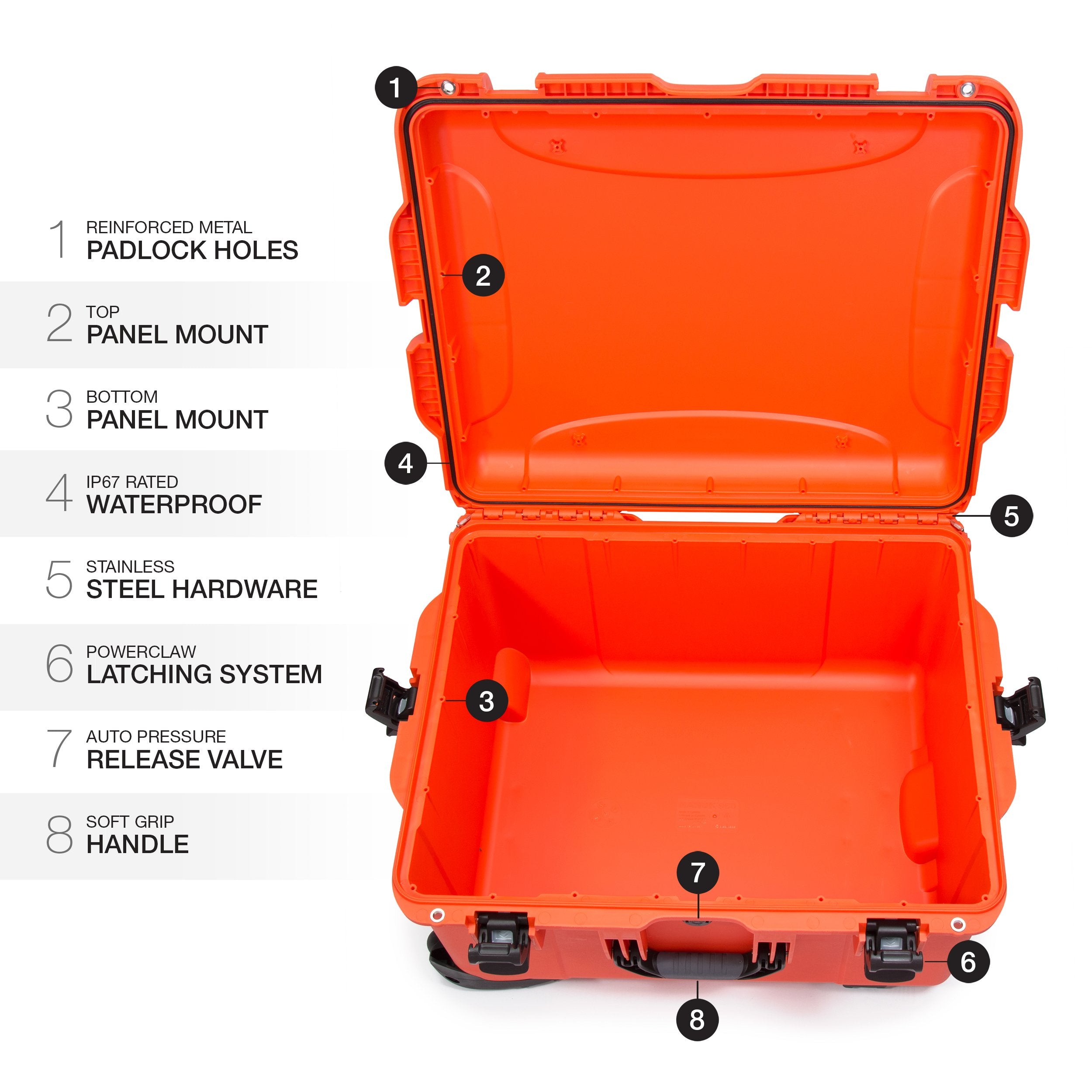 NANUK 960 Wheeled Series Lightweight NK-7 Resin Waterproof Protective Rolling Case, Orange