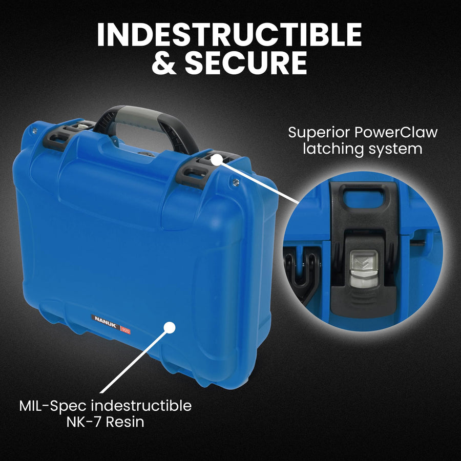 Pro Photo Kit NANUK 920 – Waterproof Travel Camera Hard Case with Padded Dividers & Lid Organizer, 16.7” x 13.4” x 6.8”, Dustproof & Impact-Resistant, Airline Carry-On Approved – Blue