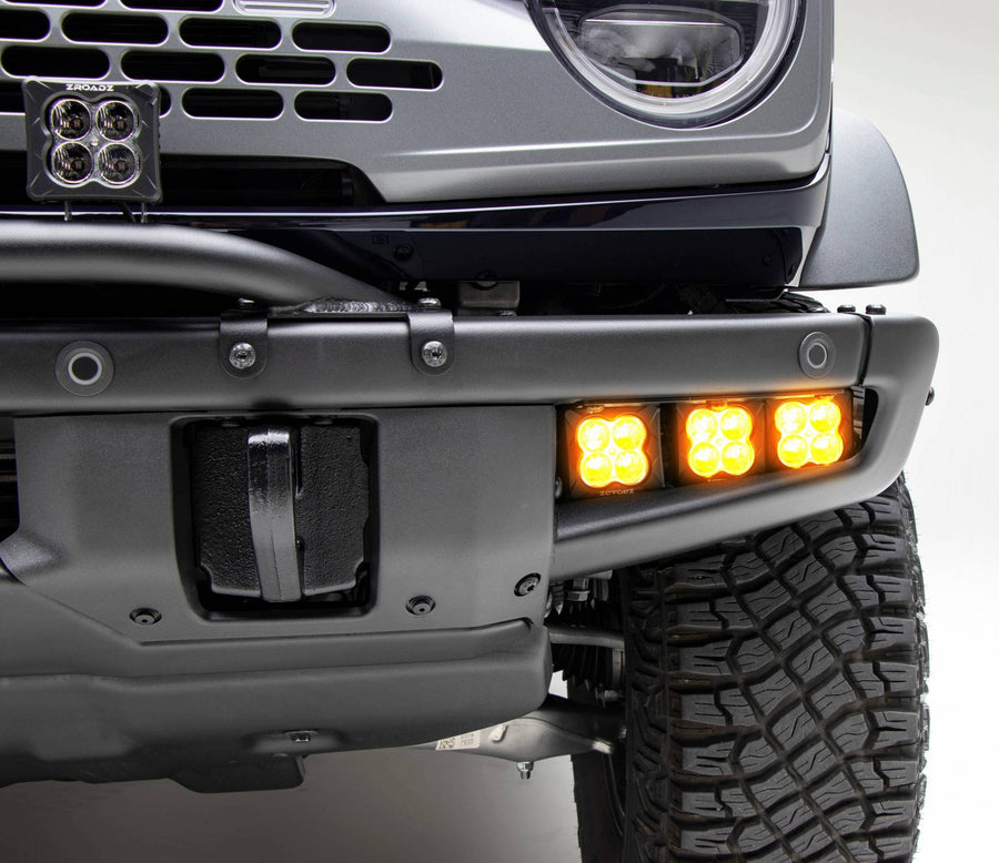 ZROADZ Fog Front Bumper LED KIT for a 2021-2022 Ford Bronco, Includes (6) 3 inch Amber LED Pod Lights - Part # Z325401-KITA