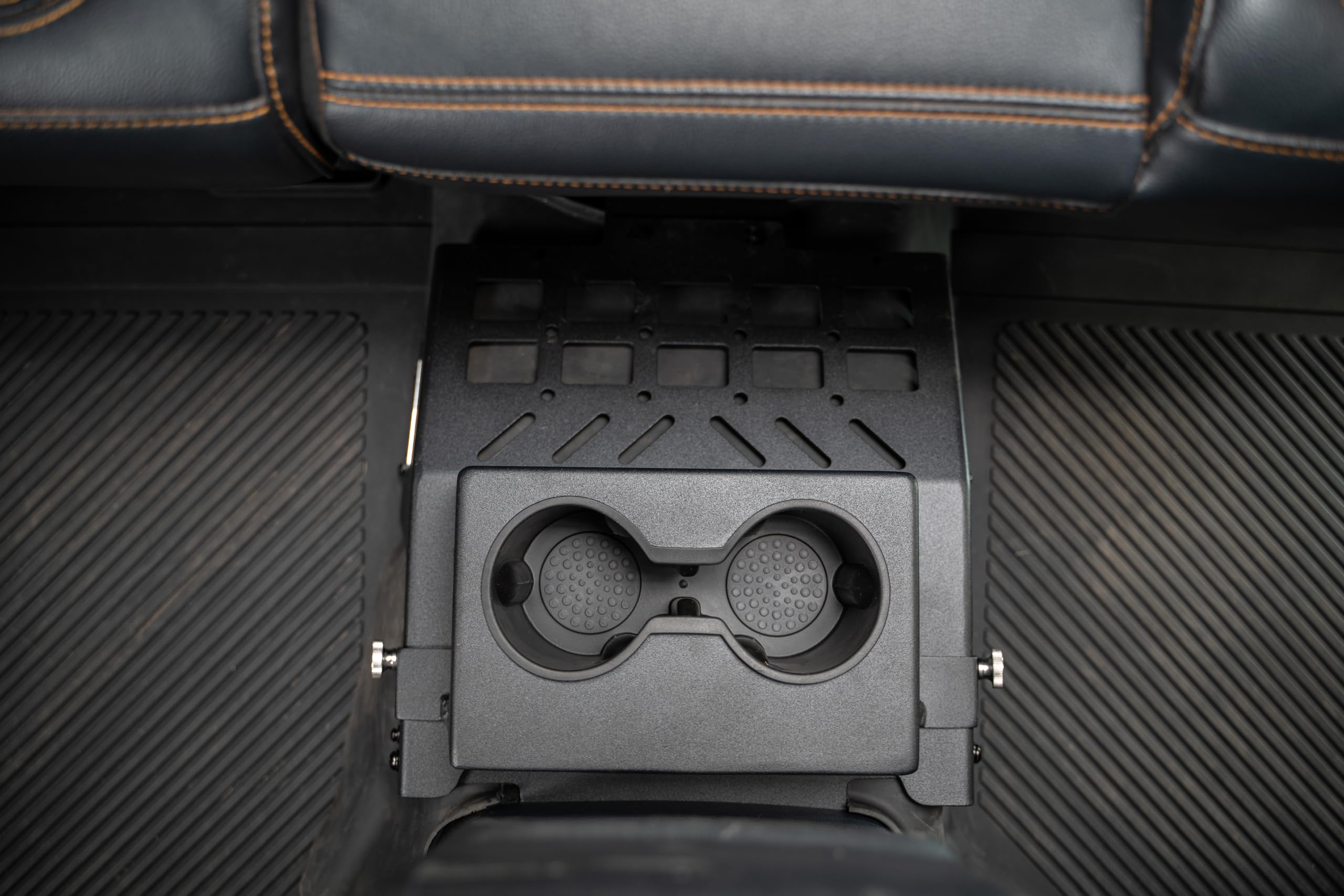 Rear Seat Cup Holder and Molle Panels DV8 Offroad for 2021-2025 Ford Bronco | Fits Various Sized Bottles, Cans, and Cups | Molle Accessory Compatible | Mount Quick Access Gear | Powder Coated Finish