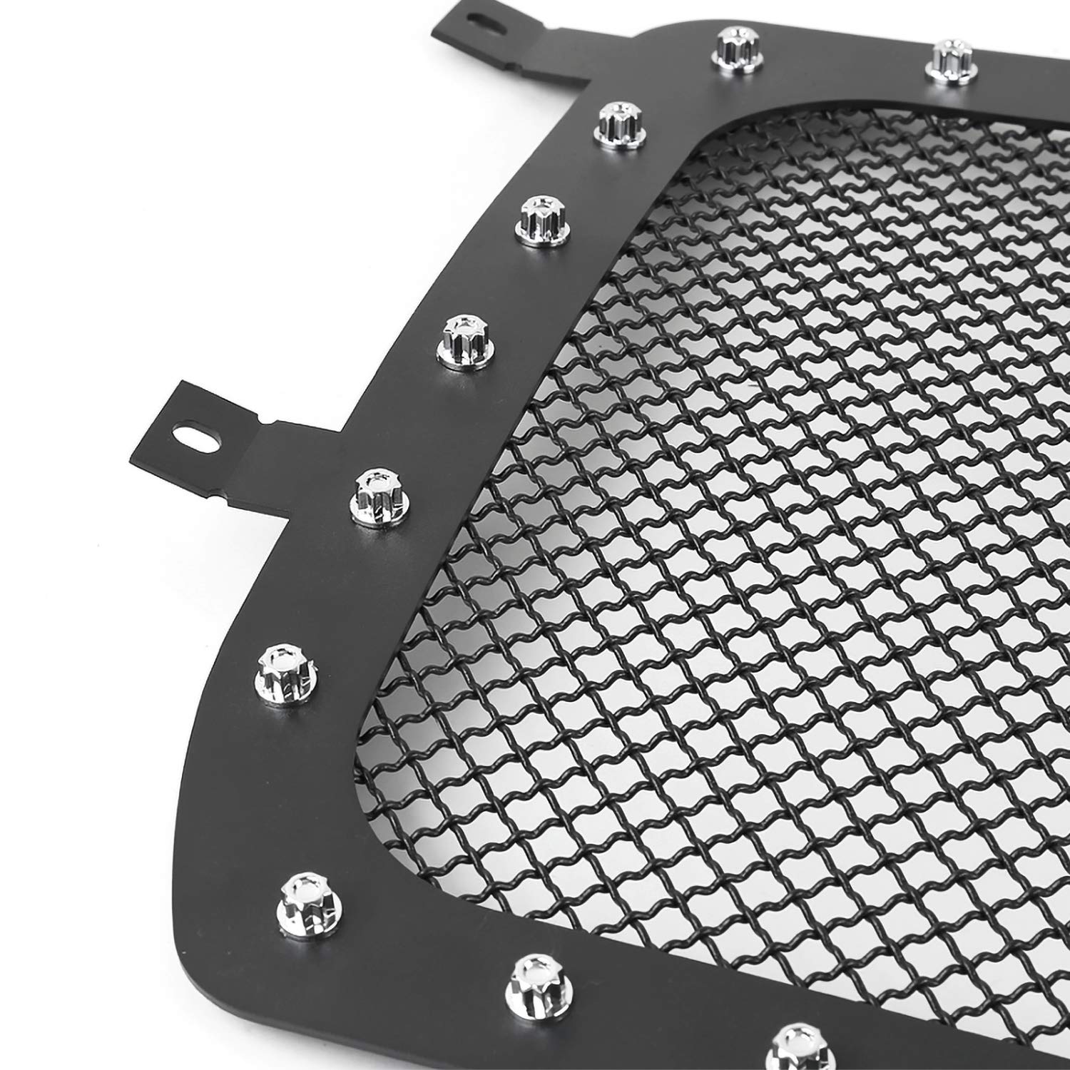 Spec-D Tuning Black Rivet Style Studded S/S Mesh Hood Grille Insert 1PC Compatible with 2014-2015 GMC Sierra 1500