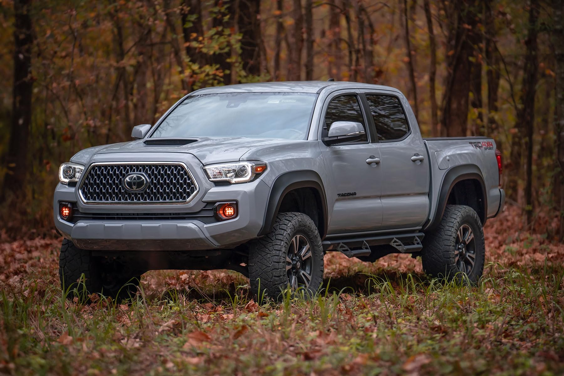 Sport Style Rough Country Fender Flares for Toyota Tacoma (2016-2023) - Durable ABS Flares, 1" Coverage, No-Drill Install, UV-Protected Flat Black Finish