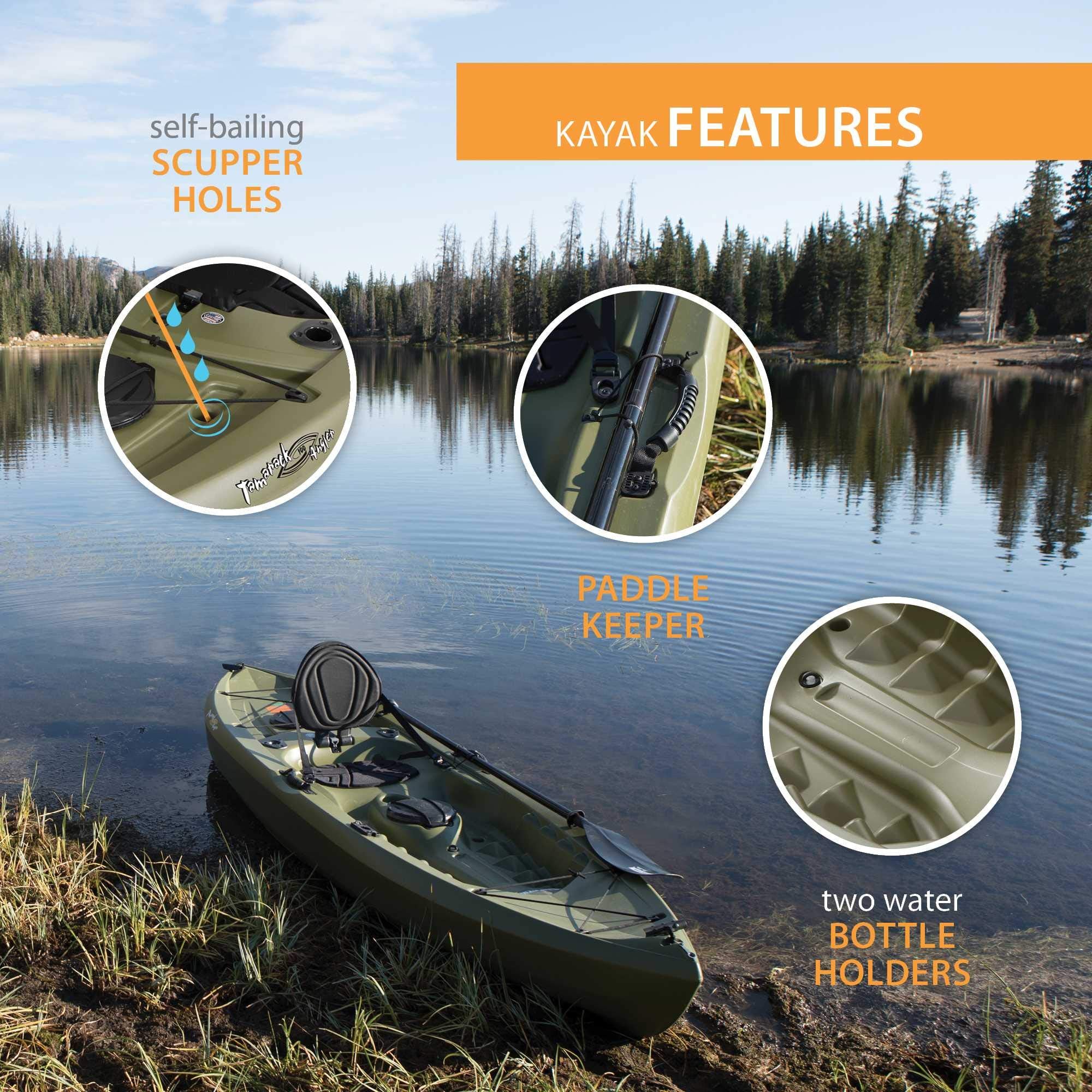 Tamarack Lifetime Angler Sit-On-Top Kayak, Olive, 120"