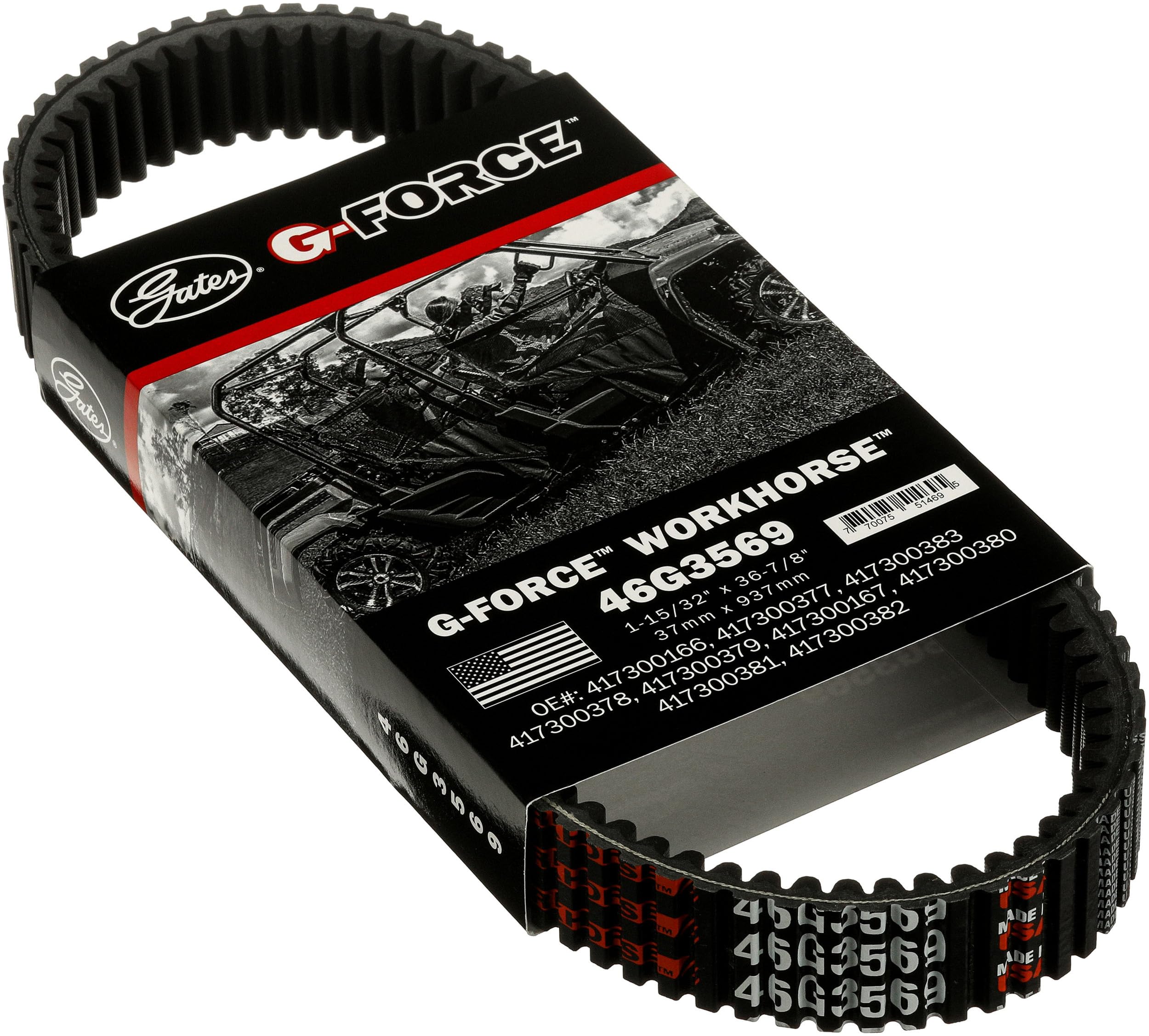 Gates G-Force 46G3569 WorkHorse Continuously Variable Transmission (CVT) Belt - fits select 2005-2021 Arctic Cat, 2018-2019 Textron, and 2021 Tracker