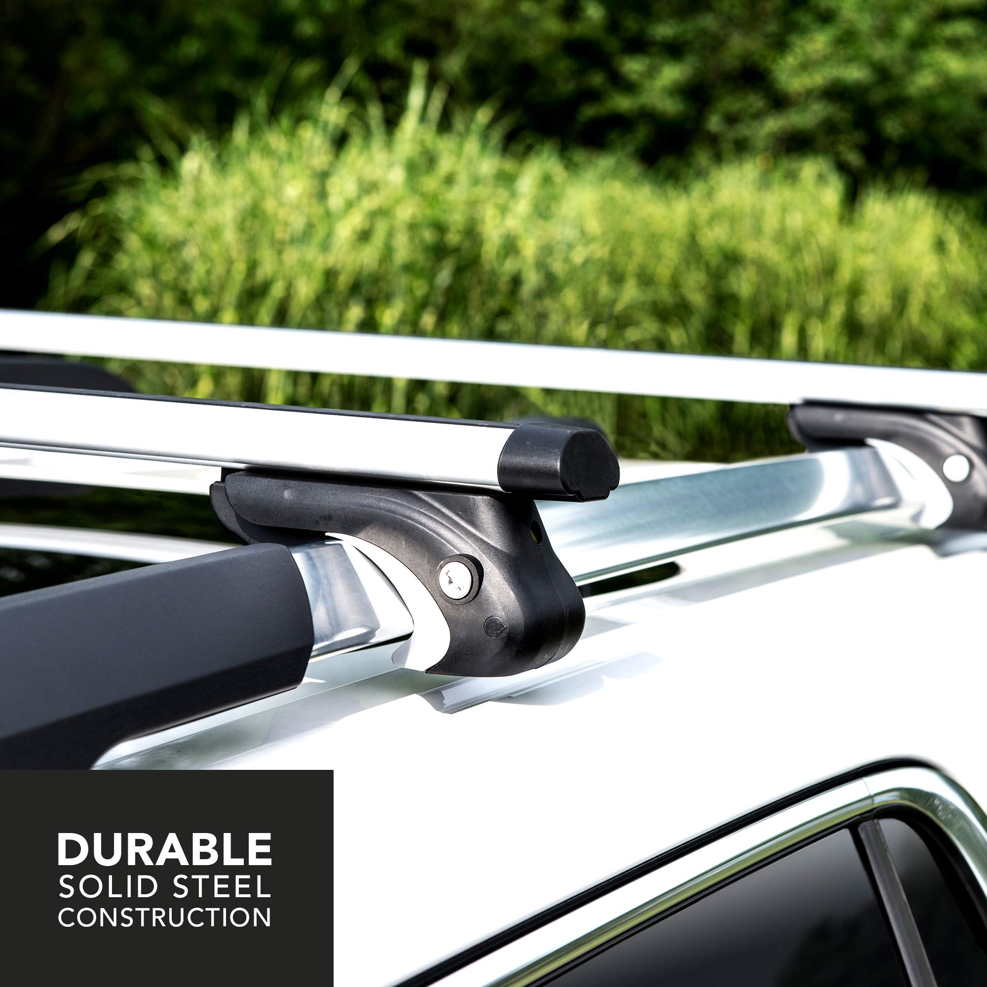 CARGOSMART Universal Cross Bars, 52”x5.8”x3” – Expands Carrying Capacity of Vehicle – Easily Mounts to Existing Raised Side Rails – Solid Steel Construction - No Assembly Required
