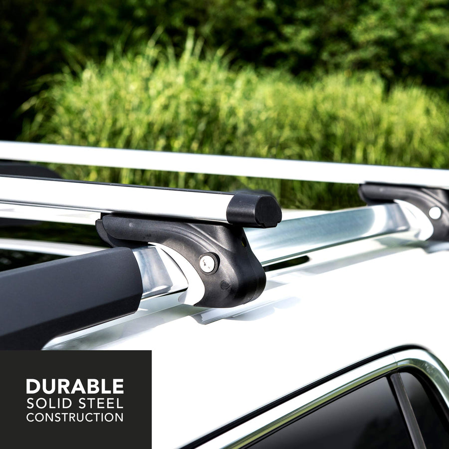 CARGOSMART Universal Cross Bars, 52”x5.8”x3” – Expands Carrying Capacity of Vehicle – Easily Mounts to Existing Raised Side Rails – Solid Steel Construction - No Assembly Required
