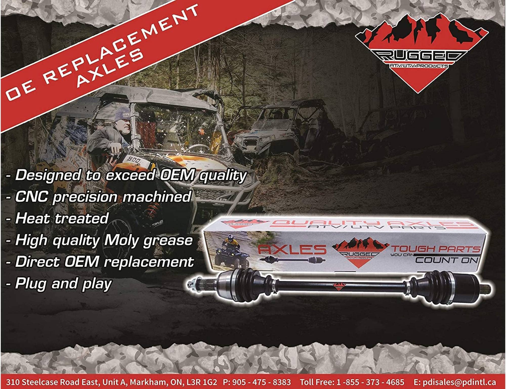 Performance Front Right Rugged Axle for (2021-22) Segway Villain, Assembled with CV Joints and Chromoly Material Center Shaft, with Moly Grease to Increase Strength OEM: S01P12000001