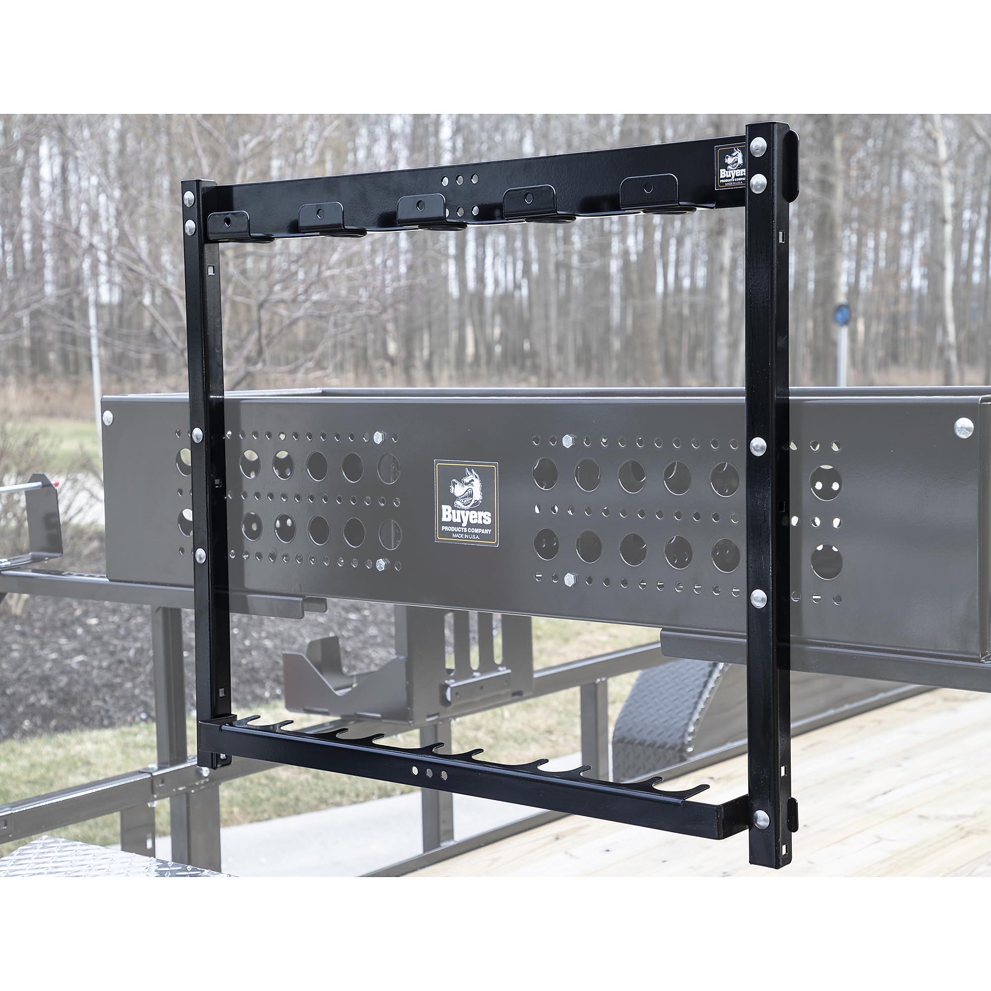 Buyers Products Vertical Rack LT46 for Enclosed Landscape Trailers & Garage or Shed Walls Holds 5 Hand Tools, Accessories For Open & Closed Landscape Trailers, Landscape Tools