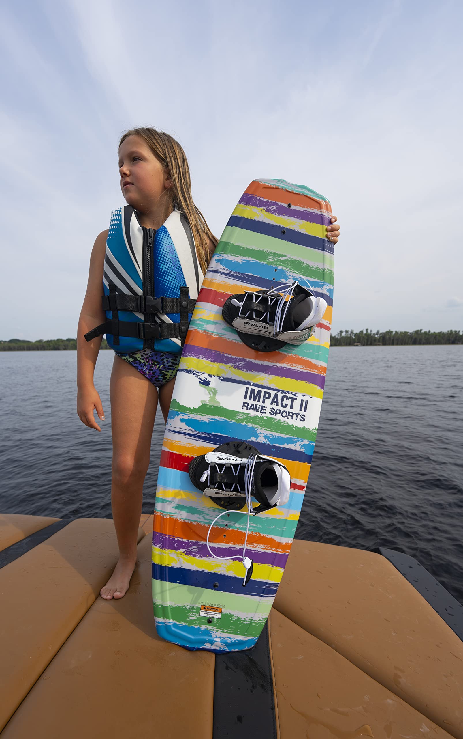 RAVE Sports Impact Jr. Wakeboard and Youth Bindings Package for Kids, Teens, Young Adults for All Skill Levels; Easy to Learn and Use
